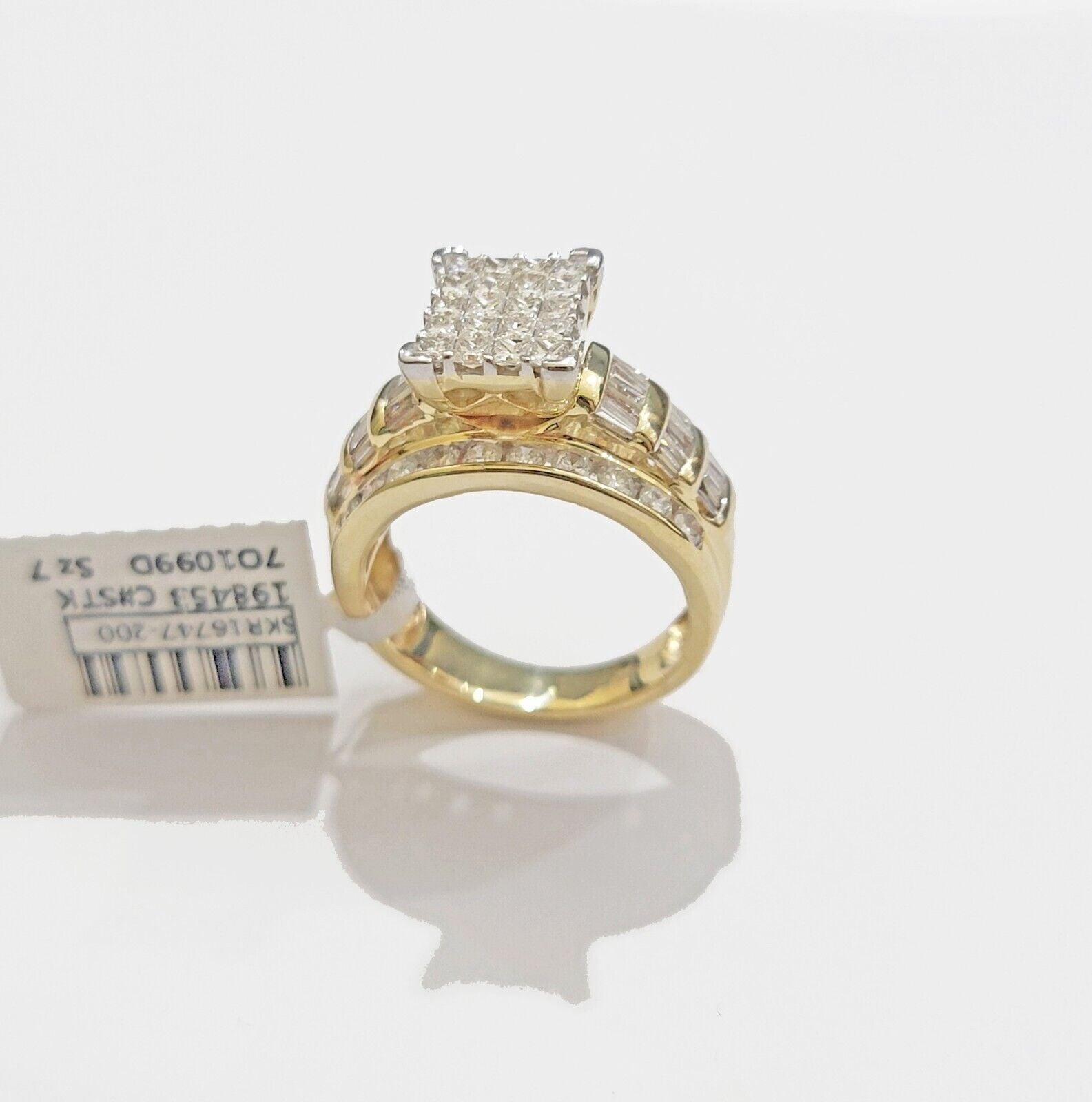 Real 14k Yellow Gold Diamond Ring 2CT Ladies Women Band Wedding Engagement, SZ 7 - GoldenlinQ