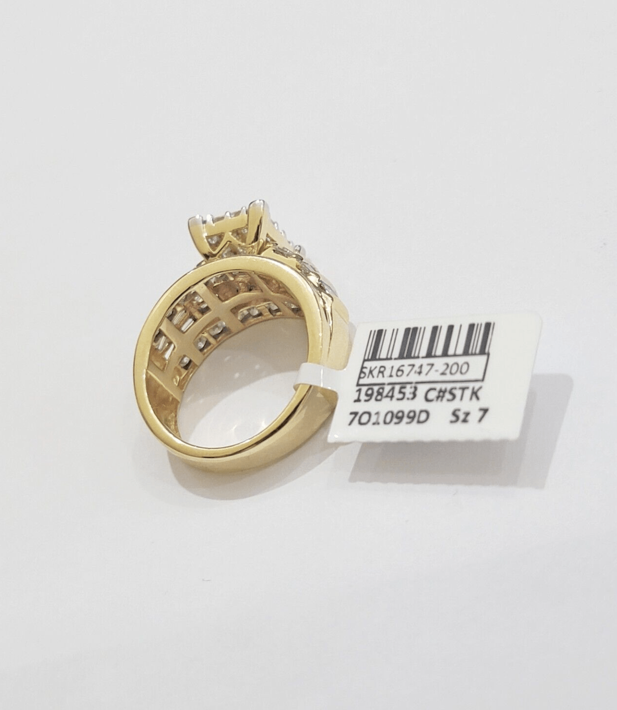 Real 14k Yellow Gold Diamond Ring 2CT Ladies Women Band Wedding Engagement, SZ 7 - GoldenlinQ