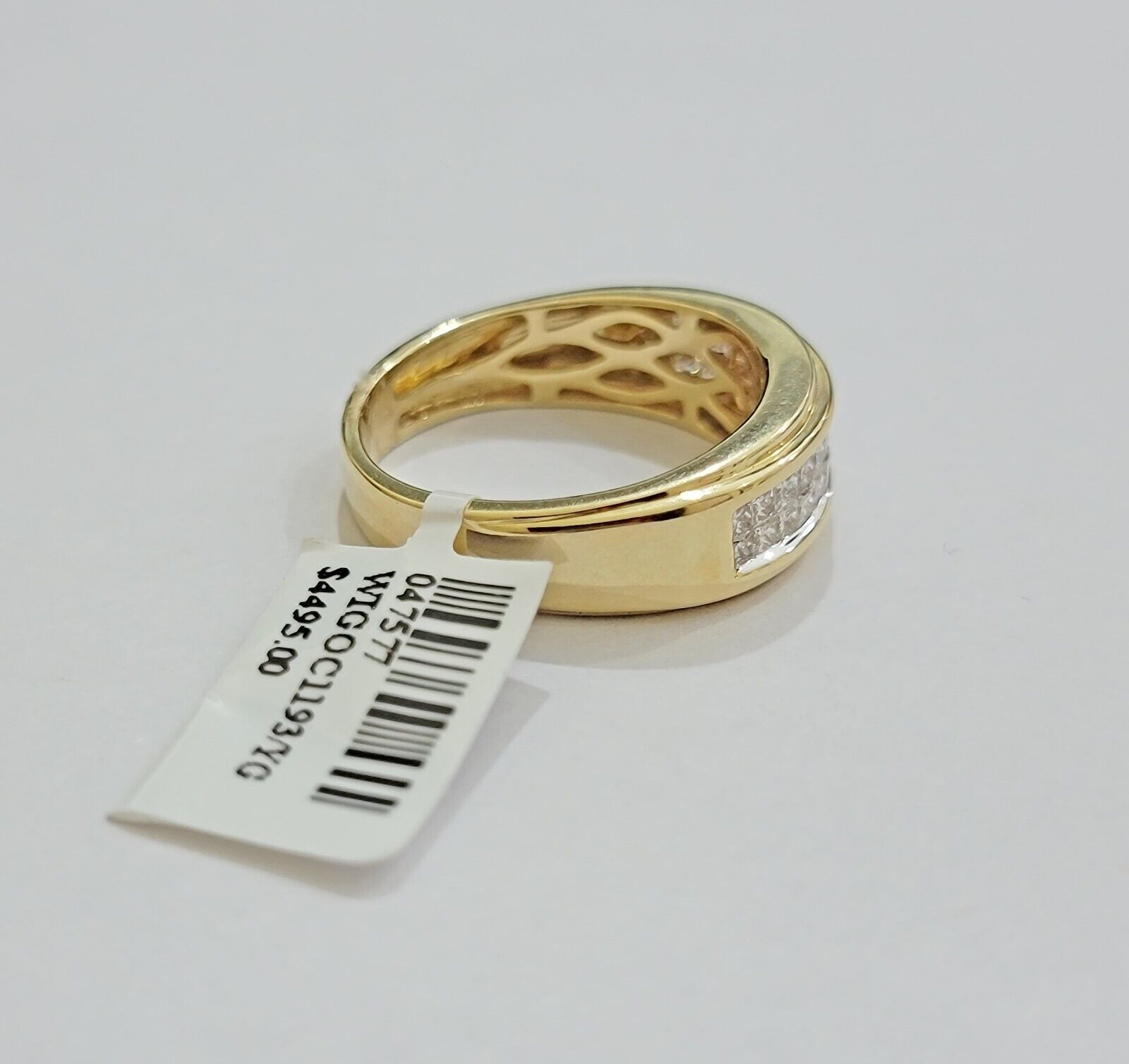 Real 14k Yellow gold Diamond Ring Mens Engagement Wedding Band 0.95 CT Natural D - GoldenlinQ