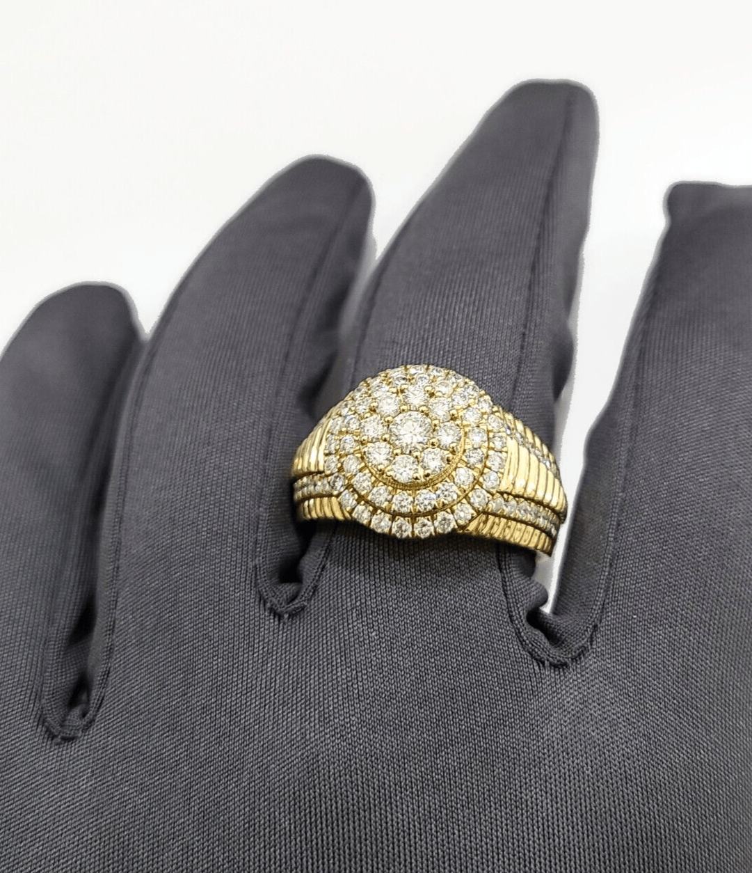 Real 14k Yellow Gold Diamond Ring White Genuine 2.12CT Diamonds 14kt Size 10 - GoldenlinQ