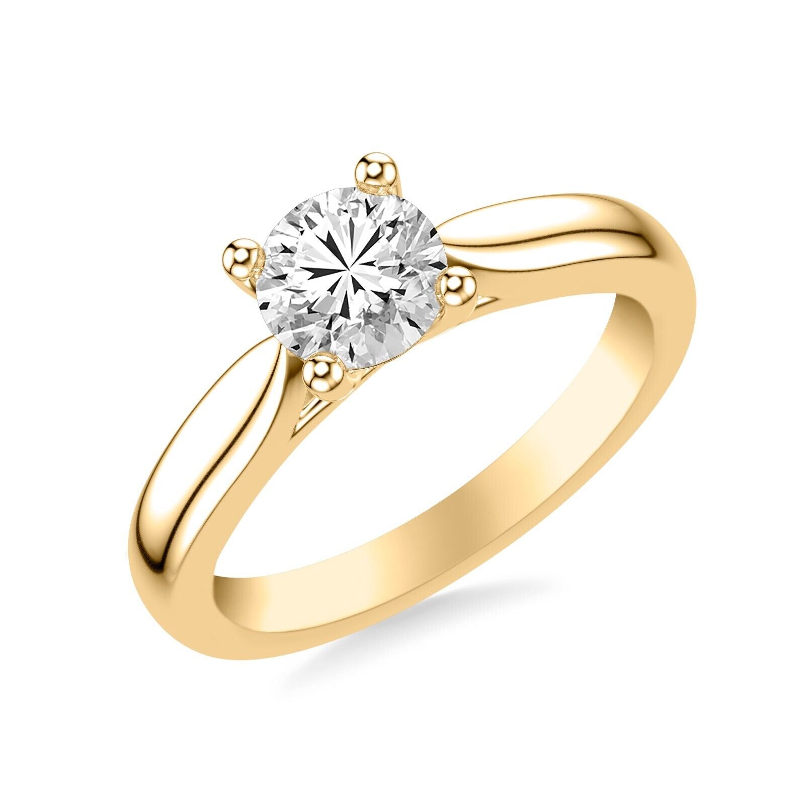 Real 14k Yellow Gold IGI Certified 0.75CT Lab Created Diamond Ring Round VS - GoldenlinQ