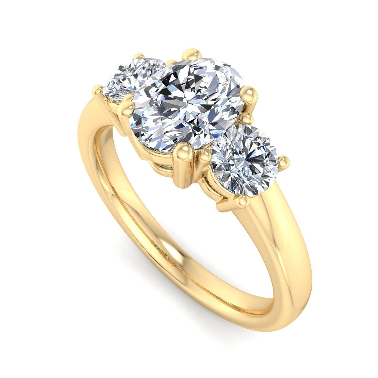 Real 14k Yellow Gold IGI Certified 3 Stone Diamond Ring 2CT Lab Created Round VS - GoldenlinQ