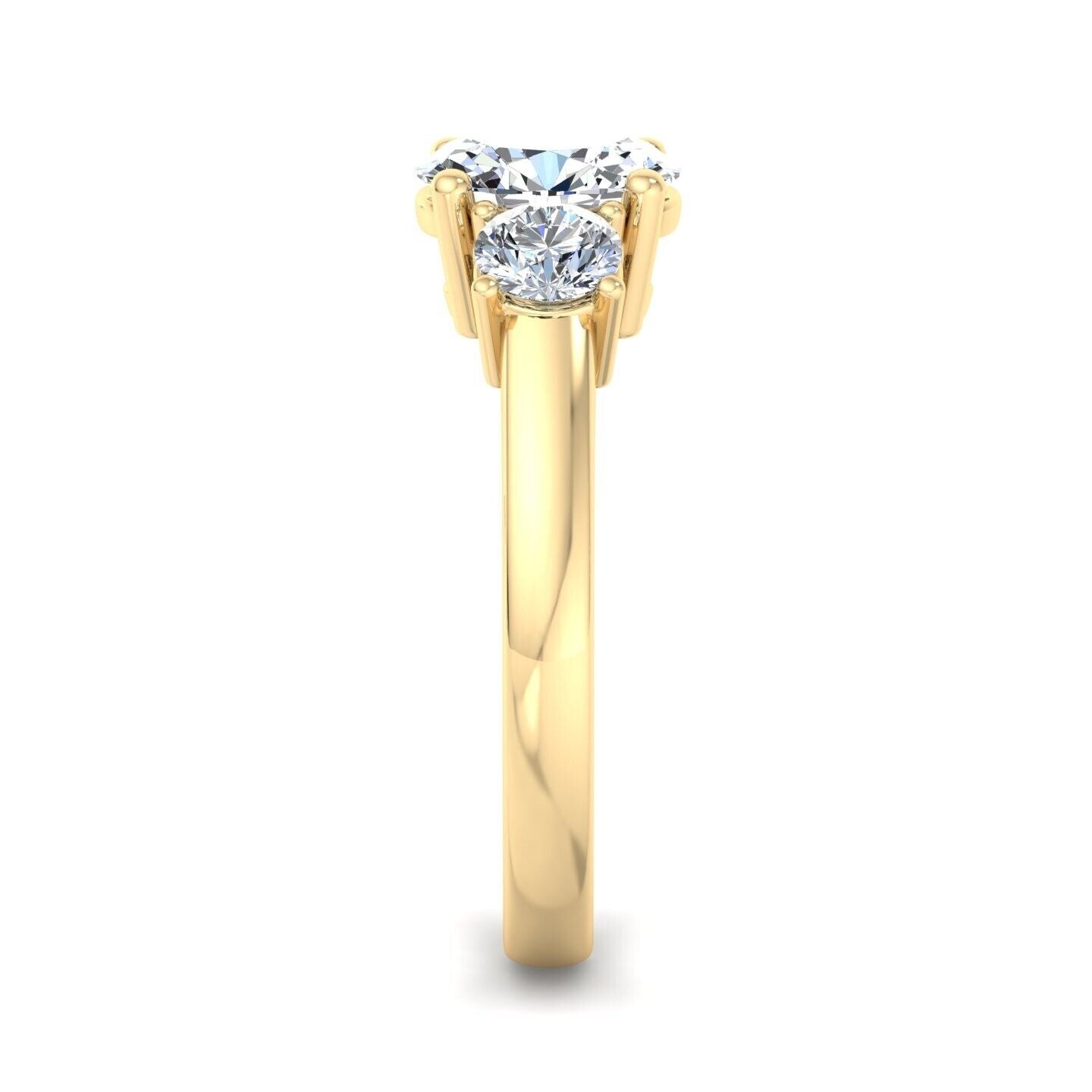 Real 14k Yellow Gold IGI Certified 3 Stone Diamond Ring 2CT Lab Created Round VS - GoldenlinQ