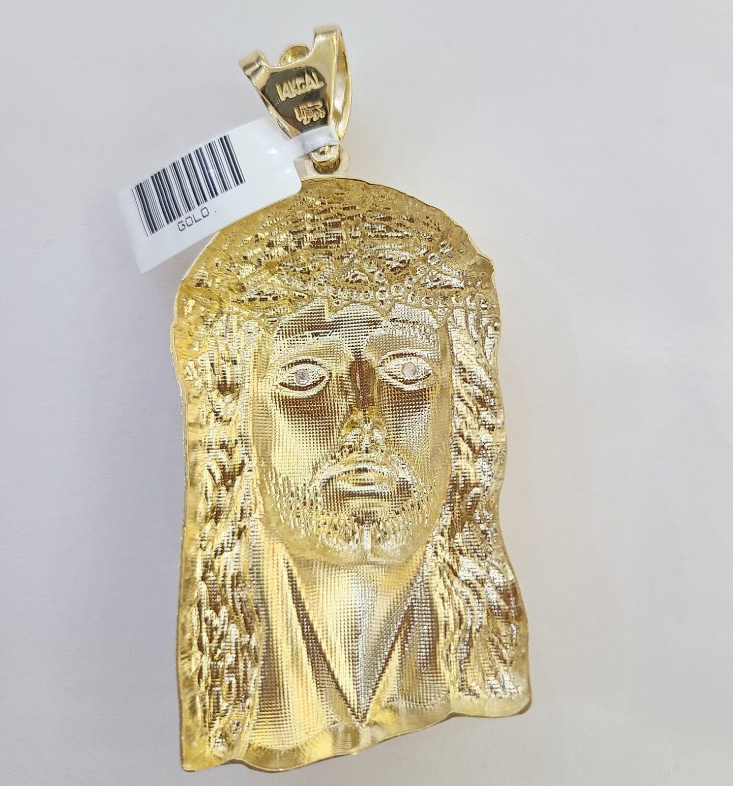 Real 14k Yellow Gold Jesus Head Charm Pendant 3"Inch Jesus face 14kt Charm Gold - GoldenlinQ