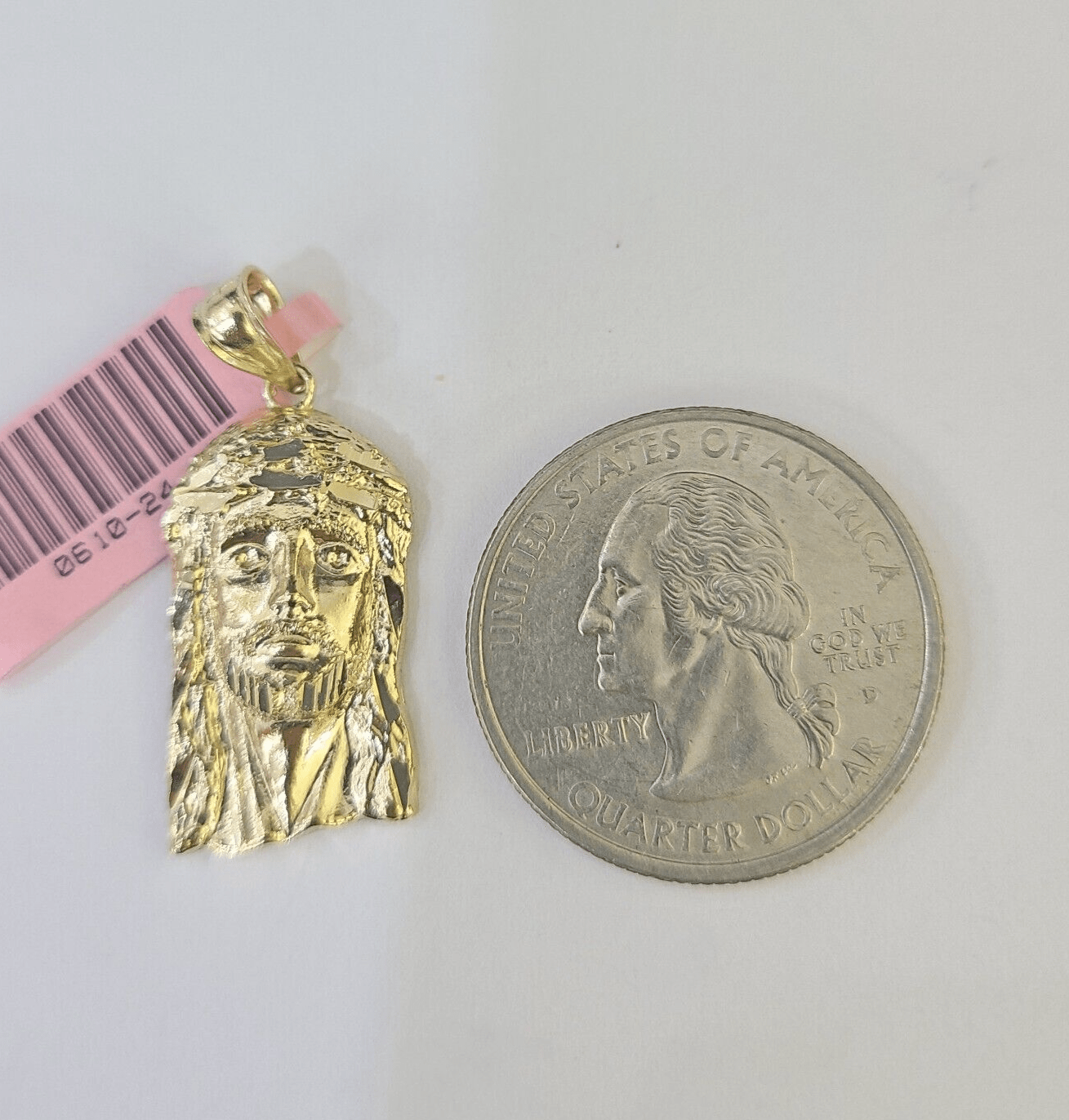 Real 14K Yellow Gold Jesus Head Pendant Charm Genuine 1" - GoldenlinQ