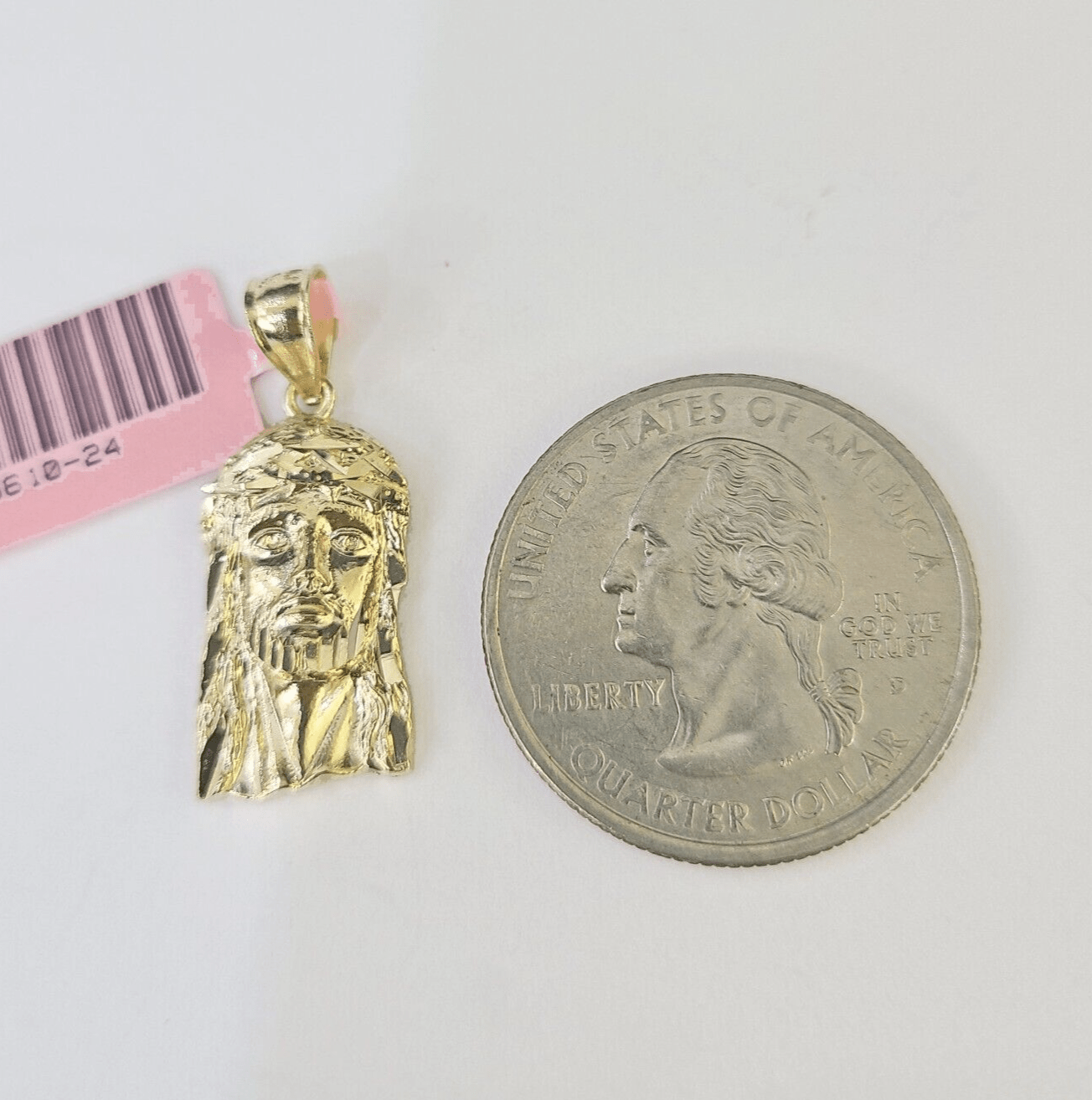 Real 14K Yellow Gold Jesus Head Pendant Charm Genuine 1" - GoldenlinQ