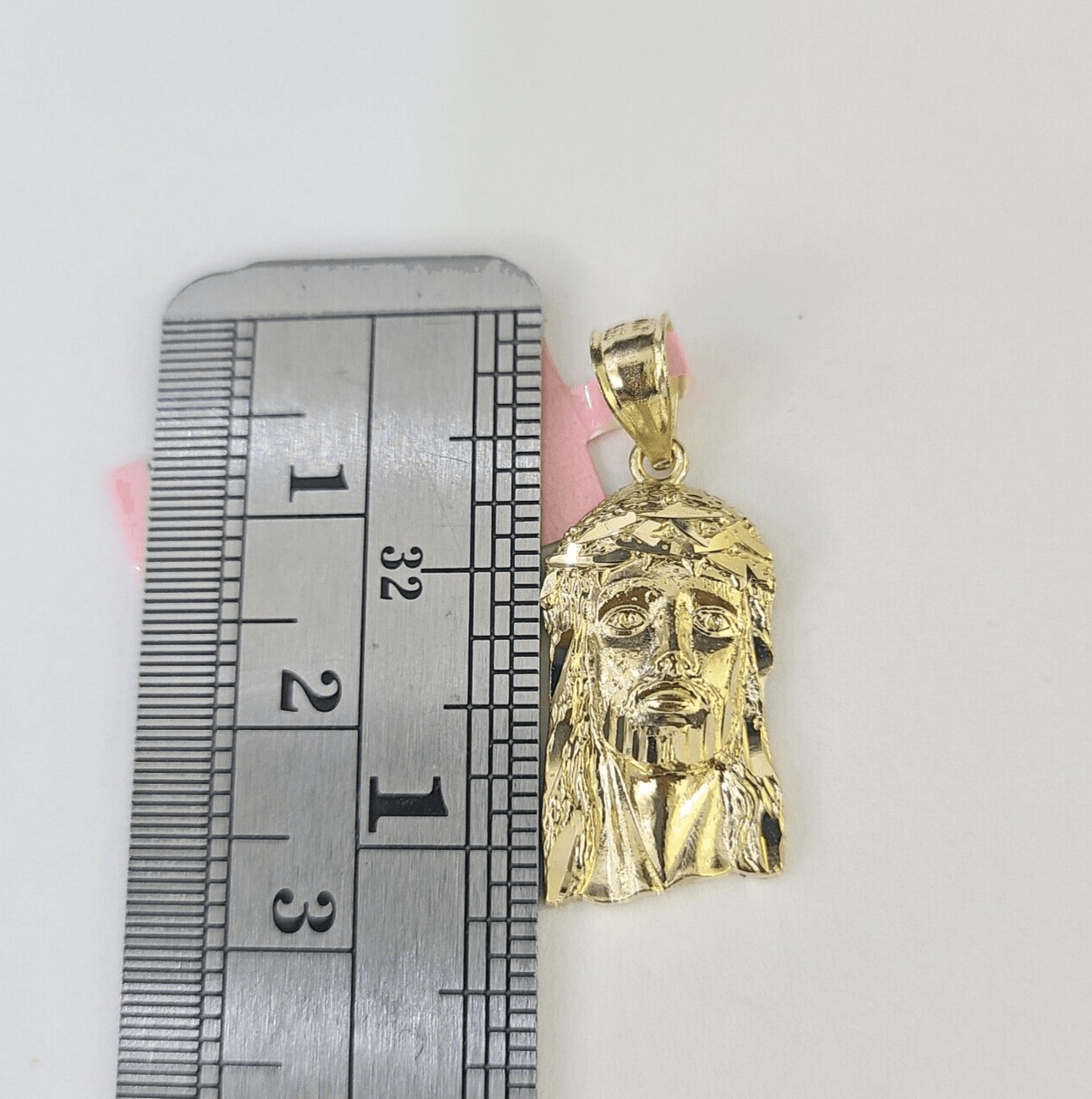 Real 14K Yellow Gold Jesus Head Pendant Charm Genuine 1" - GoldenlinQ