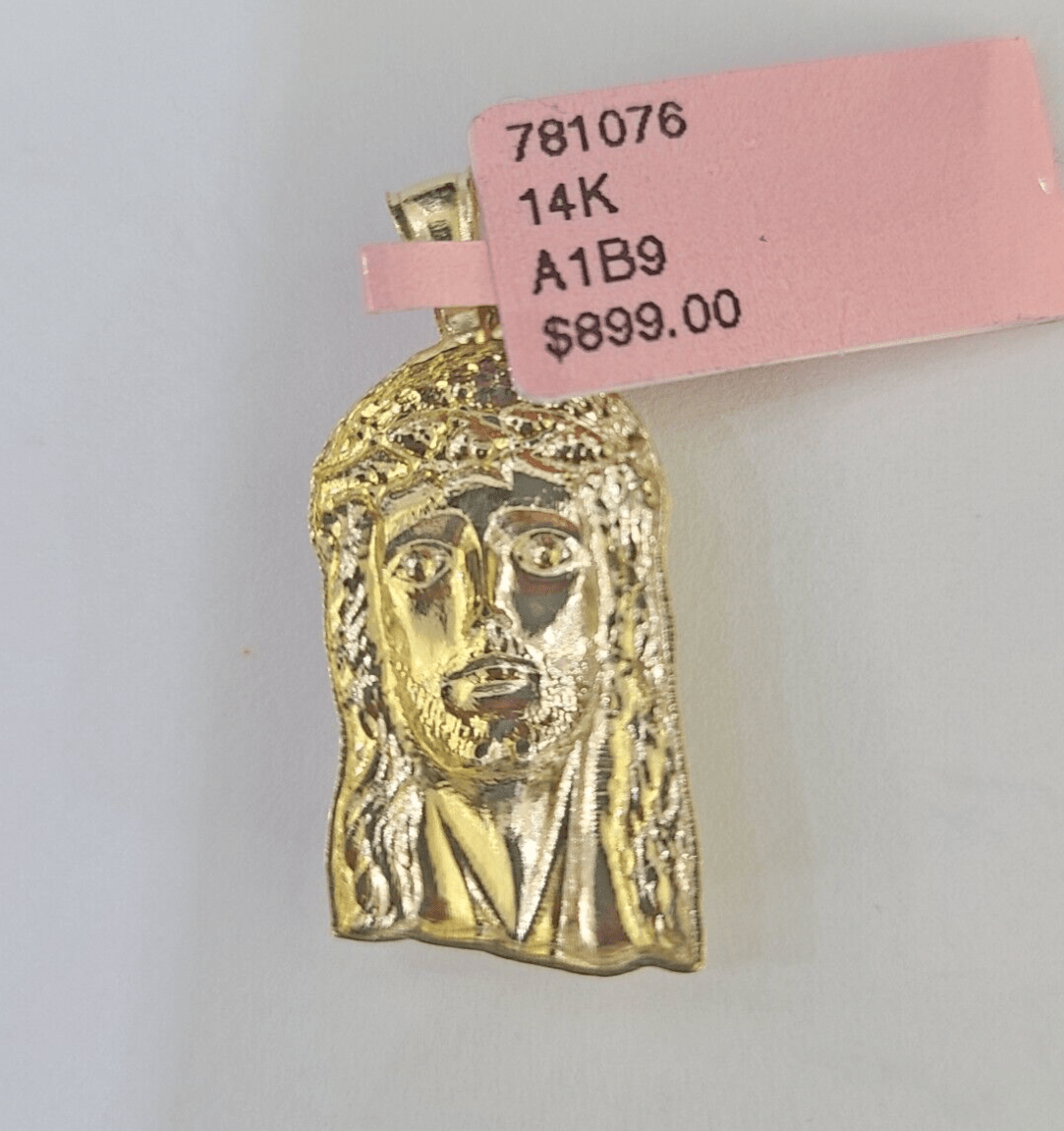 Real 14K Yellow Gold Jesus Head Pendant Charm Genuine 1" - GoldenlinQ