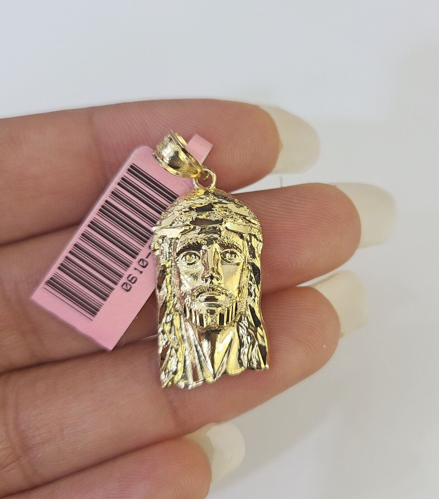 Real 14K Yellow Gold Jesus Head Pendant Charm Genuine 1" - GoldenlinQ