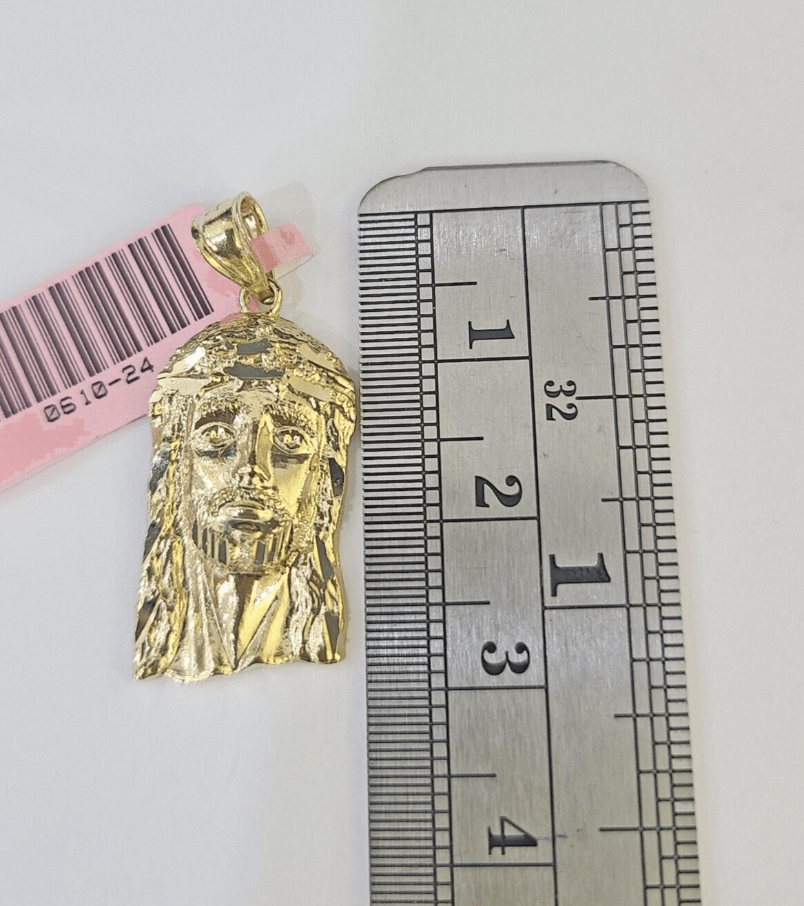 Real 14K Yellow Gold Jesus Head Pendant Charm Genuine 1" - GoldenlinQ