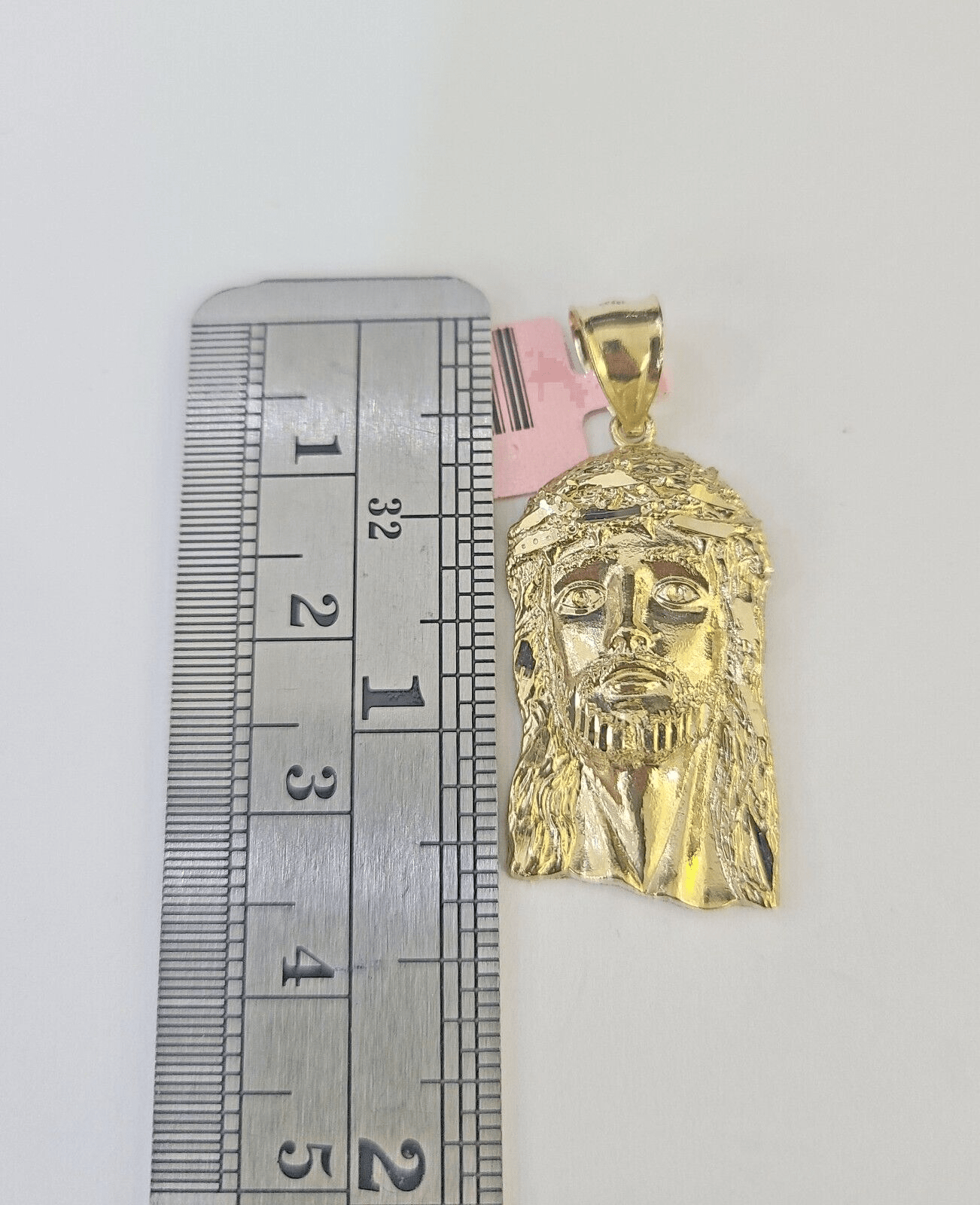 Real 14K Yellow Gold Jesus Head Pendant Charm Genuine 1.25" - GoldenlinQ