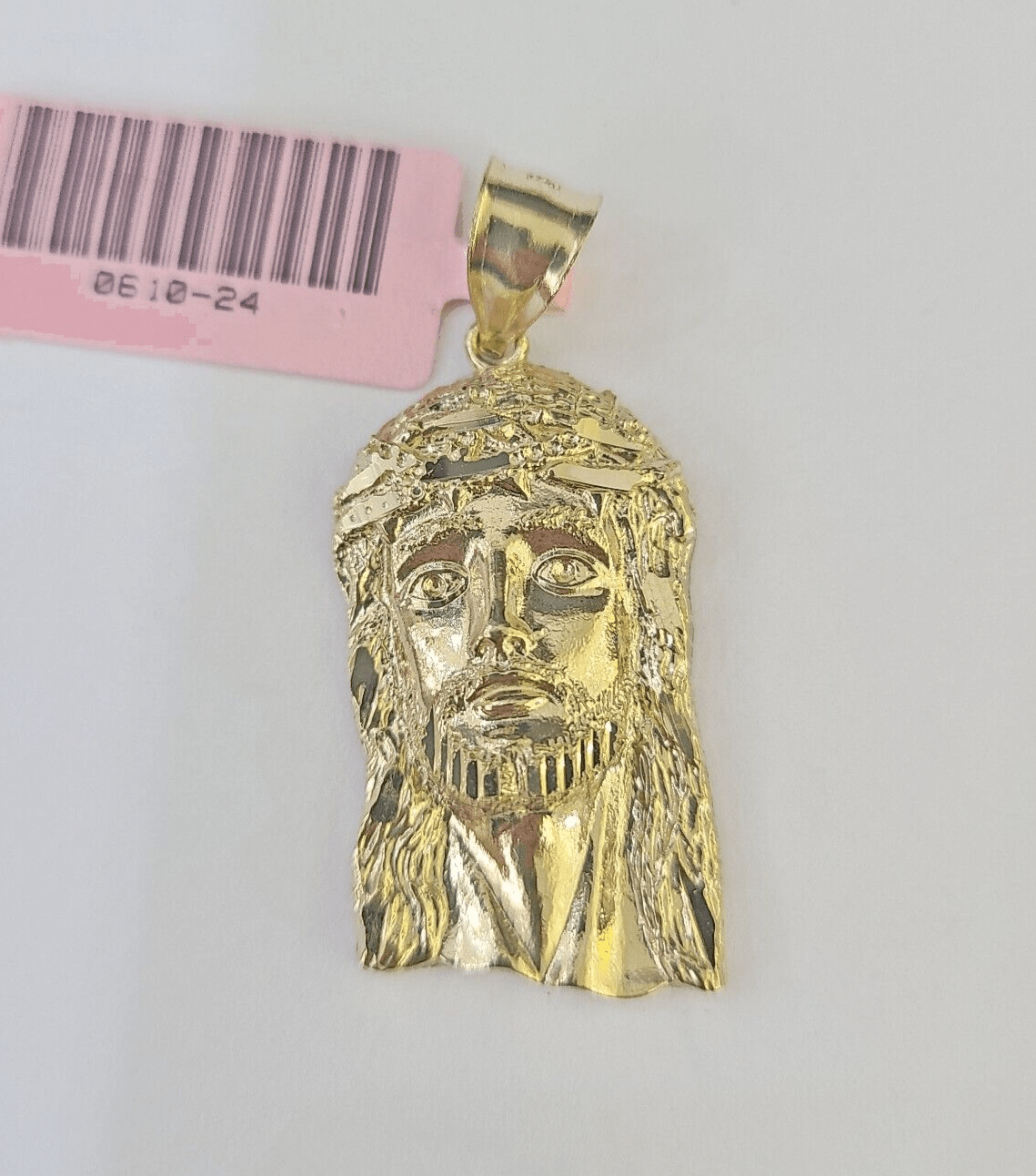 Real 14K Yellow Gold Jesus Head Pendant Charm Genuine 1.25" - GoldenlinQ