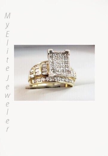 REAL 14k Yellow Gold Ladies Diamond Ring 2CT, Cinderella Style Size 7 For Women - GoldenlinQ