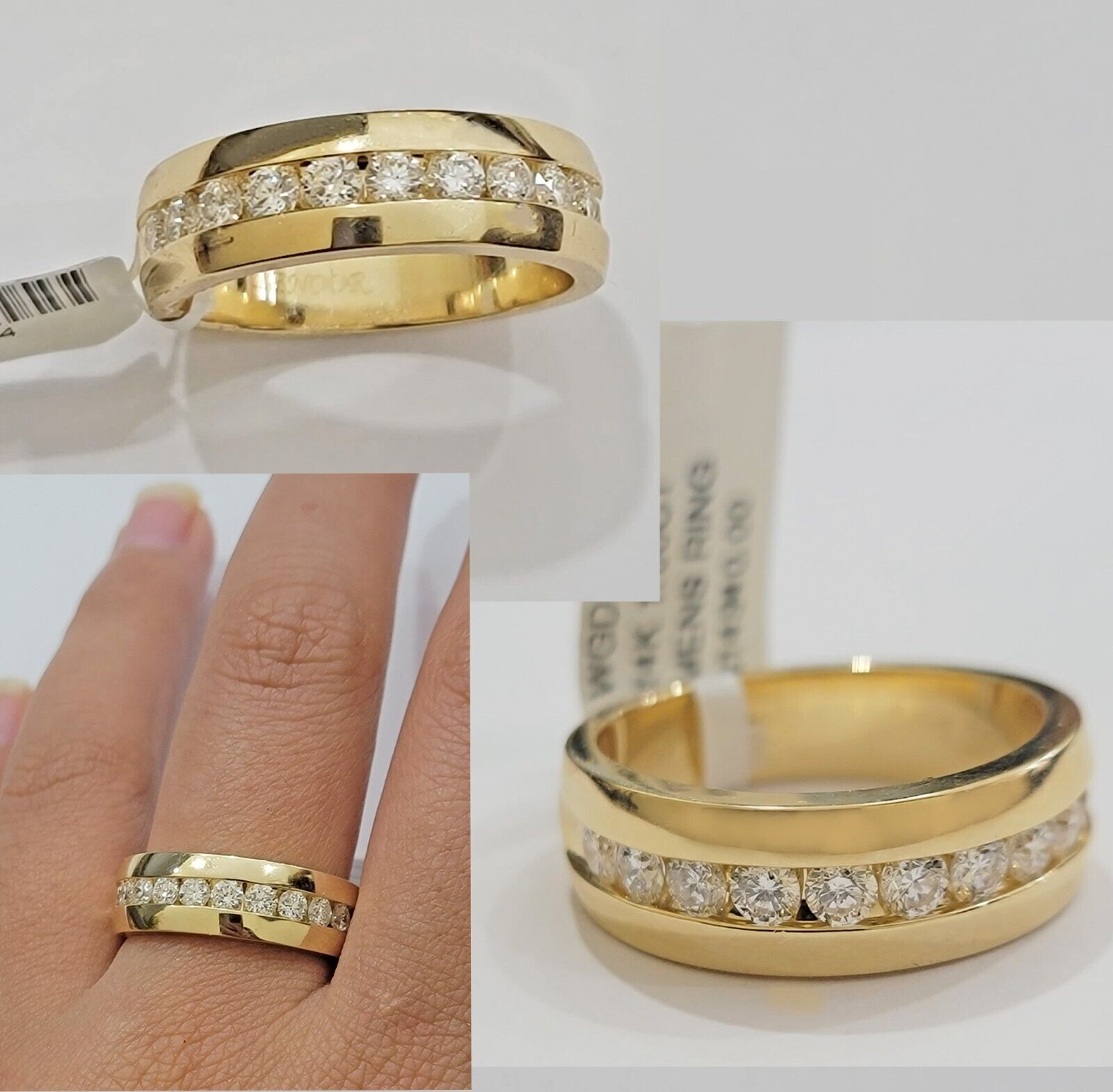 Real 14k Yellow Gold Mens Band Ring 1CT Diamonds Wedding Engagement Anniversary - GoldenlinQ