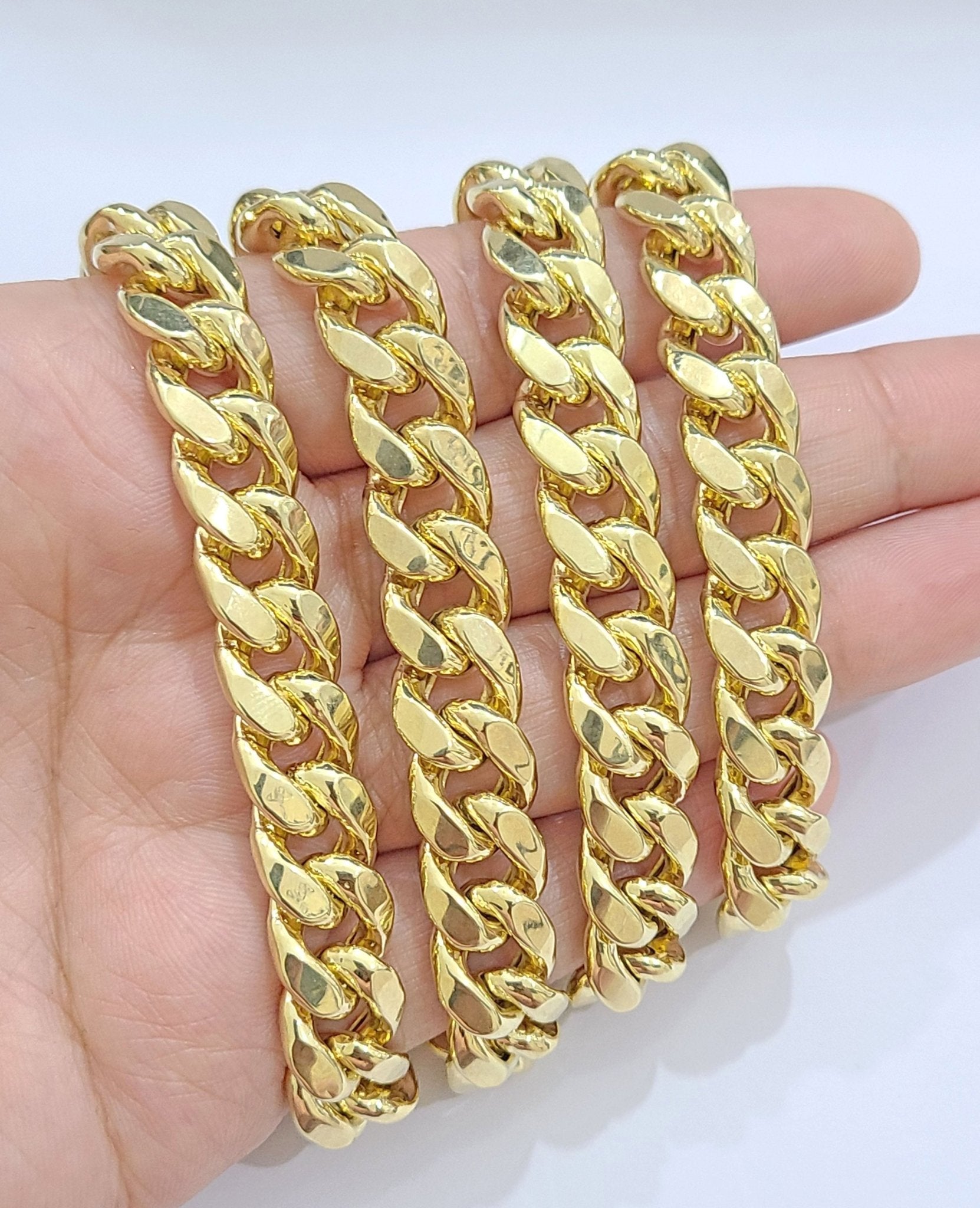 Real 14k Yellow Gold Miami Cuban Link Chain 10mm 30" Necklace Box Lock For Men
