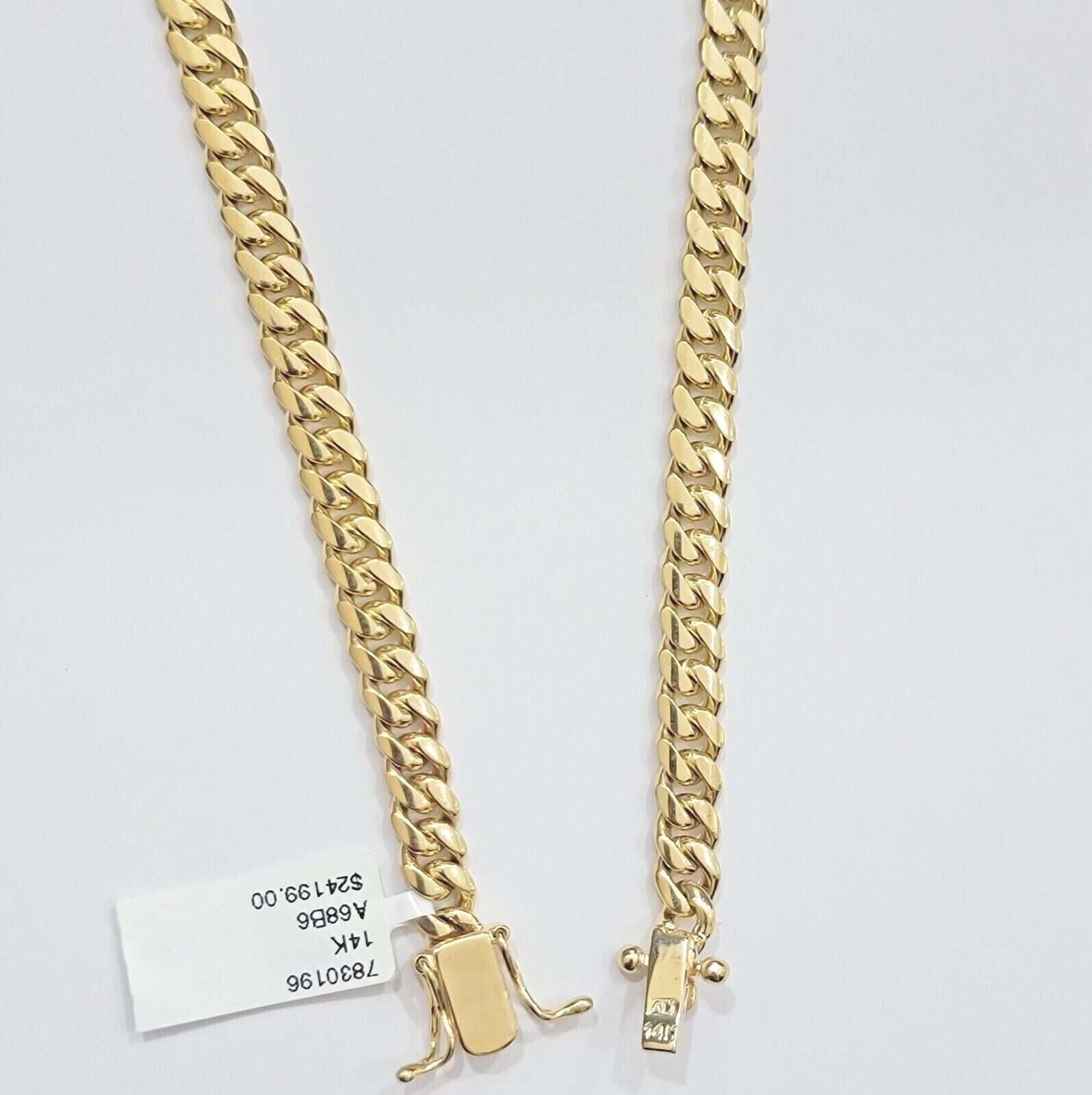 Real 14k Yellow Gold Miami Cuban Link Chain 6mm 26" Necklace 14kt solid Box lock - GoldenlinQ