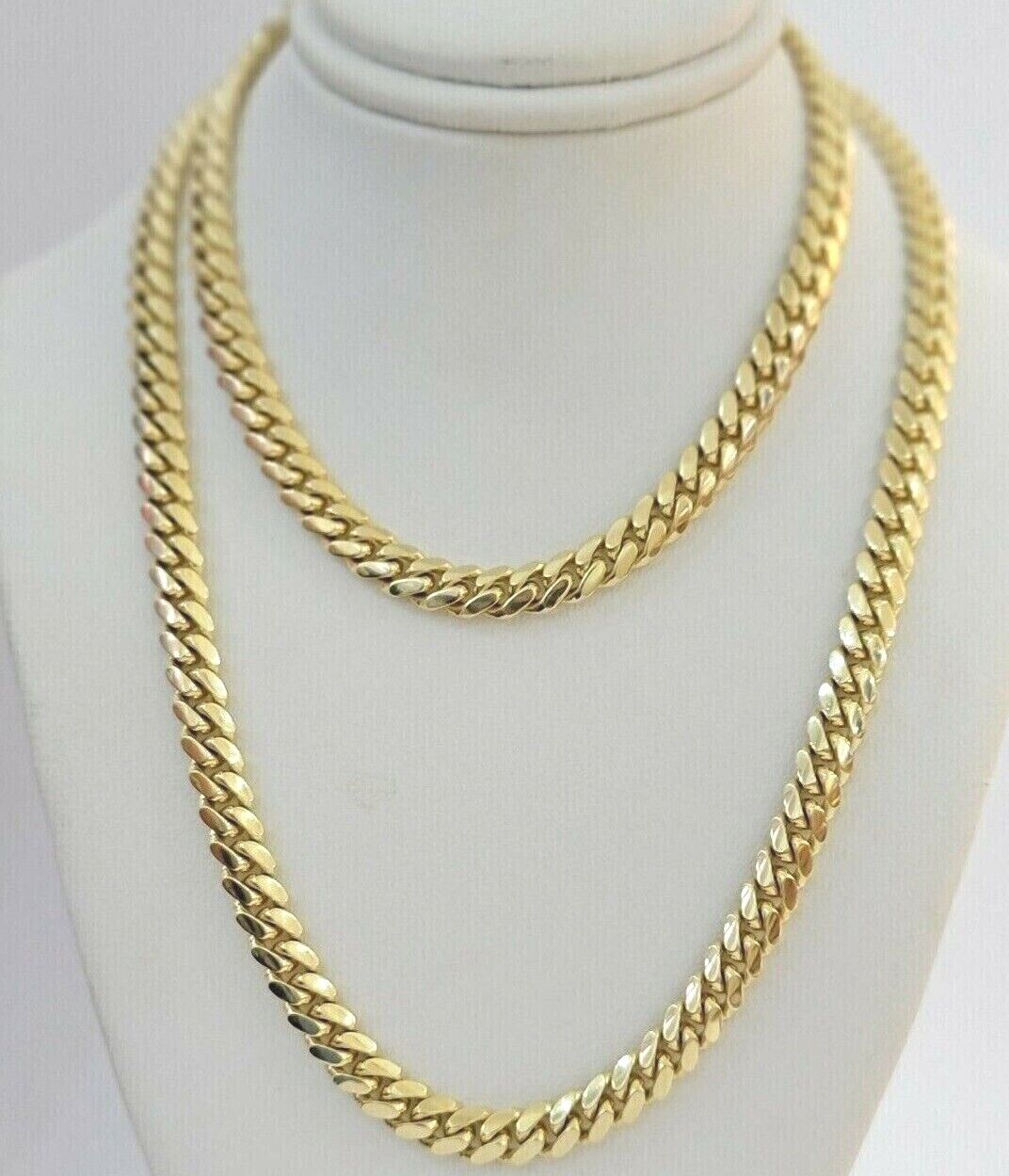 Real 14k Yellow Gold Miami Cuban Link Chain 6mm 26" Necklace 14kt solid Box lock - GoldenlinQ