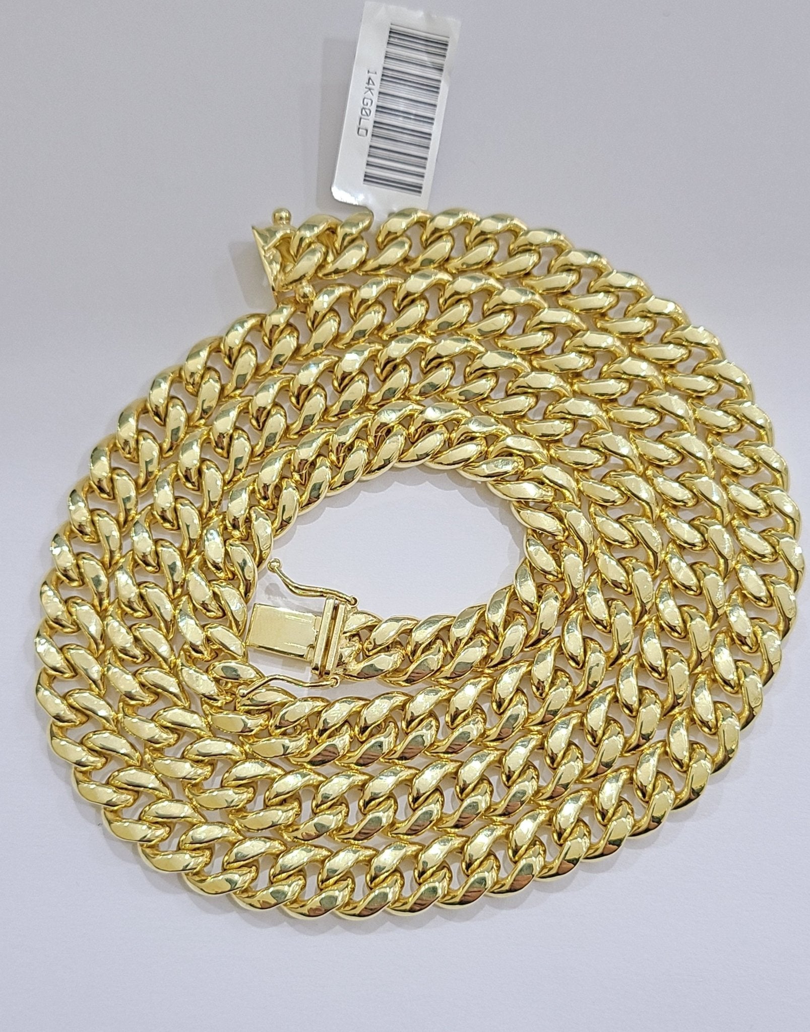 Real 14k Yellow Gold Miami Cuban Link Chain 8mm 20" Necklace Box Lock Choker