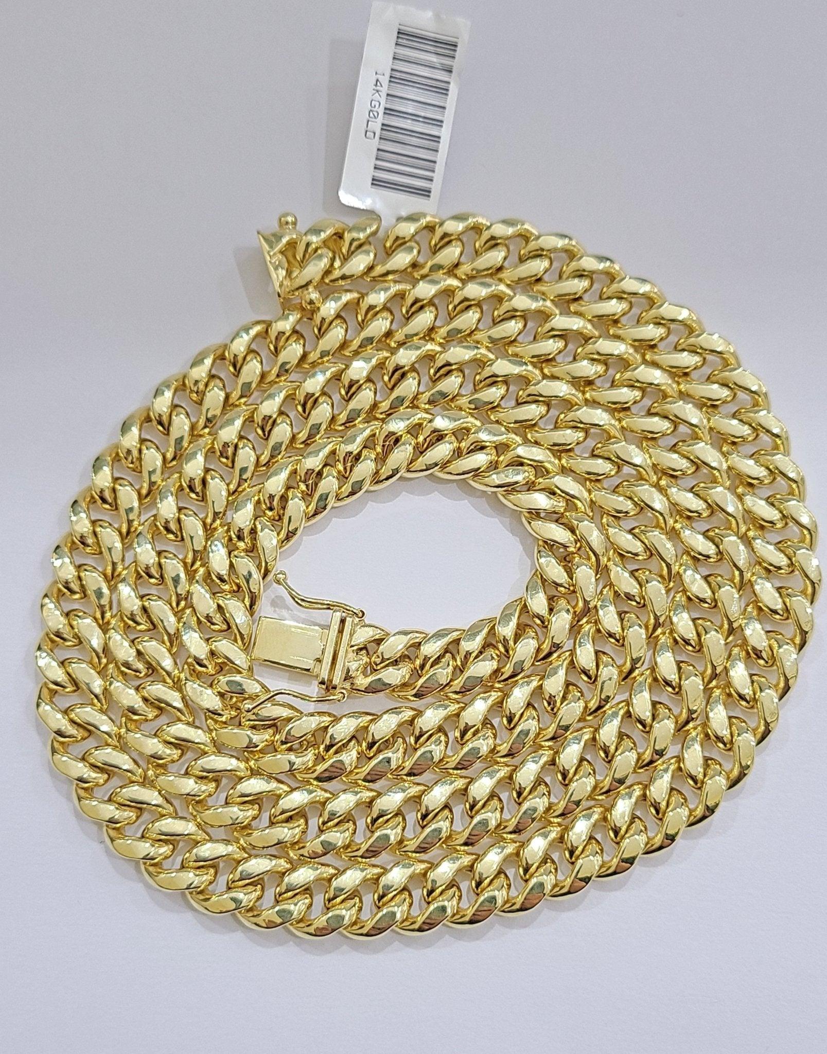 Real 14k Yellow Gold Miami Cuban Link Chain 8mm 30" Necklace Box Lock