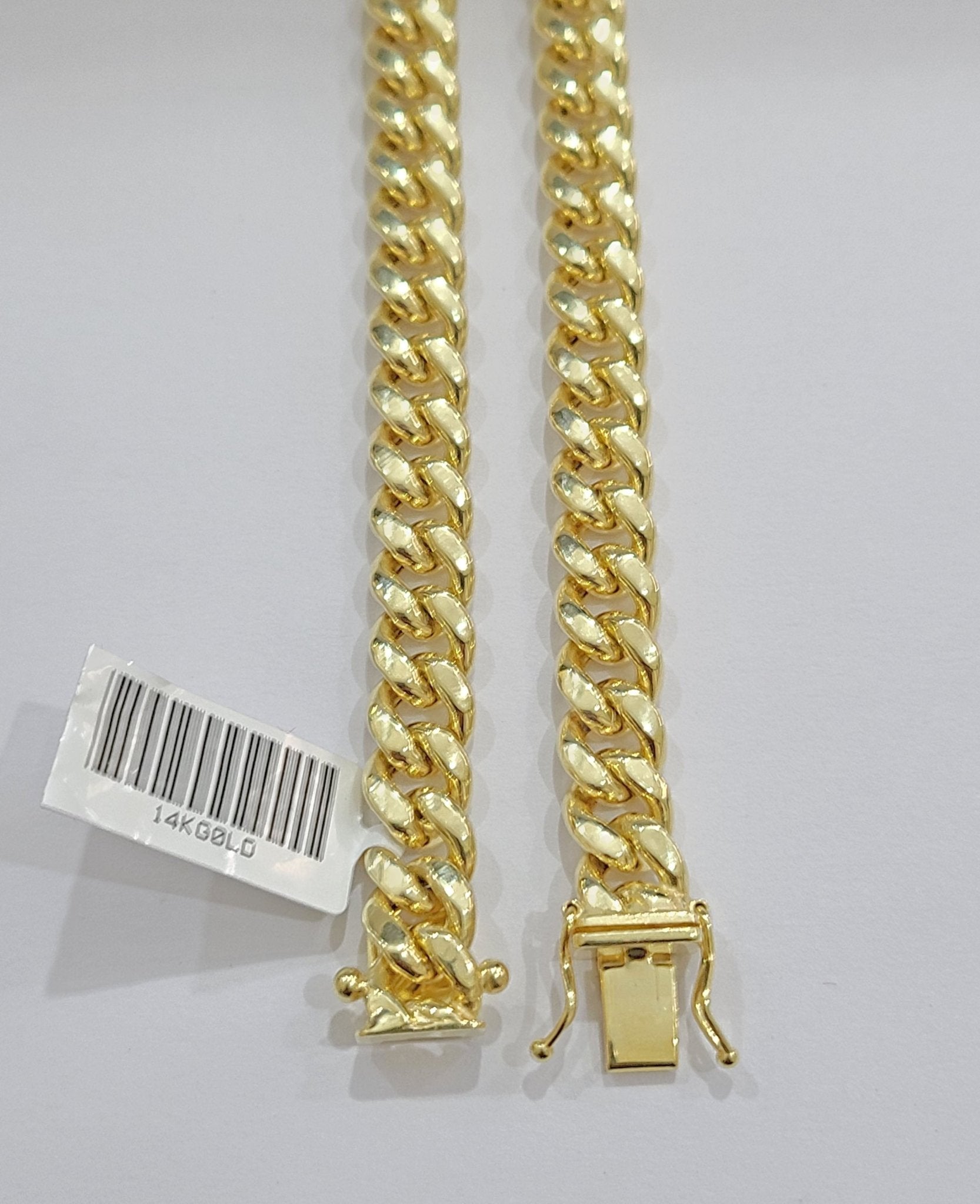 Real 14k Yellow Gold Miami Cuban Link Chain 9mm 22" Necklace Box Lock Choker