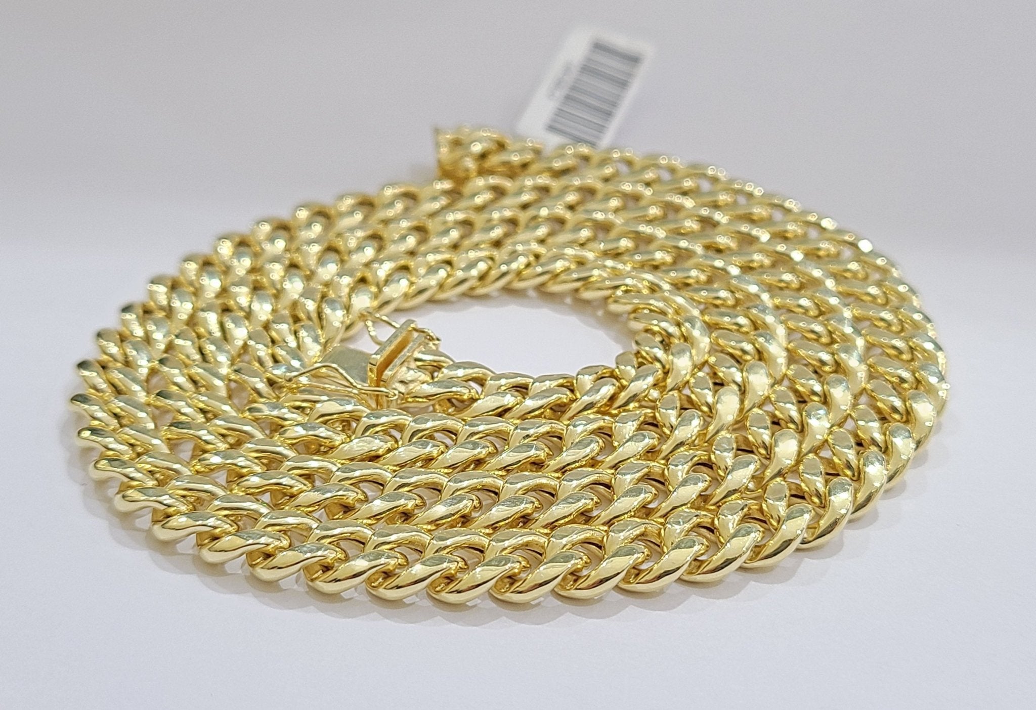 Real 14k Yellow Gold Miami Cuban Link Chain 9mm 30" Necklace Box Lock