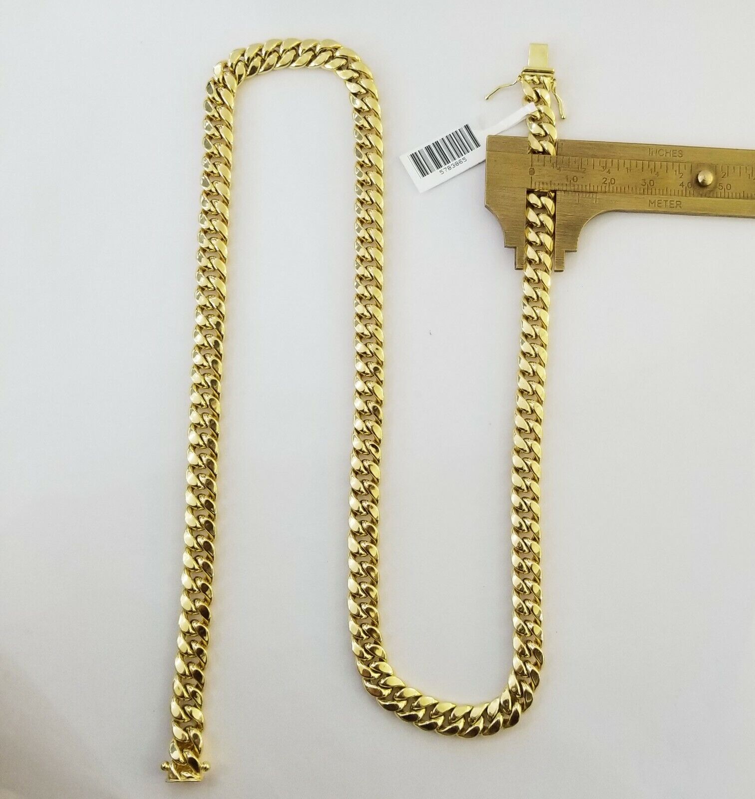 Real 14K Yellow Gold Miami Cuban Link Necklace Chain 8mm box Lock 22" - GoldenlinQ