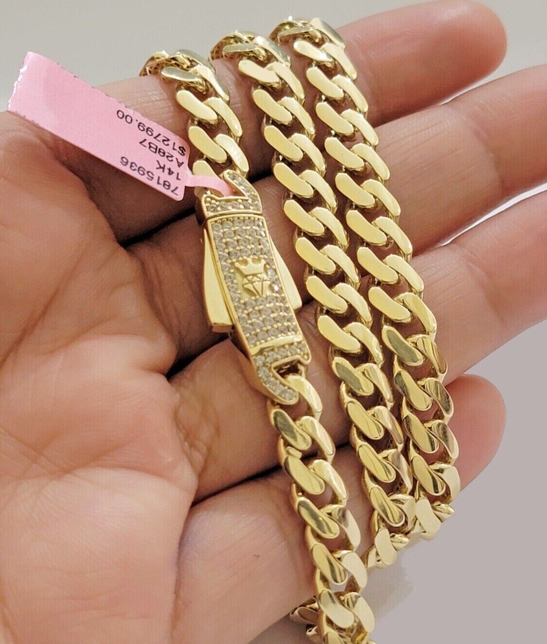 Real 14k Yellow Gold Monaco Chain Necklace 20" 22'' 24'' 26" Inch 7mm 14kt SALE - GoldenlinQ