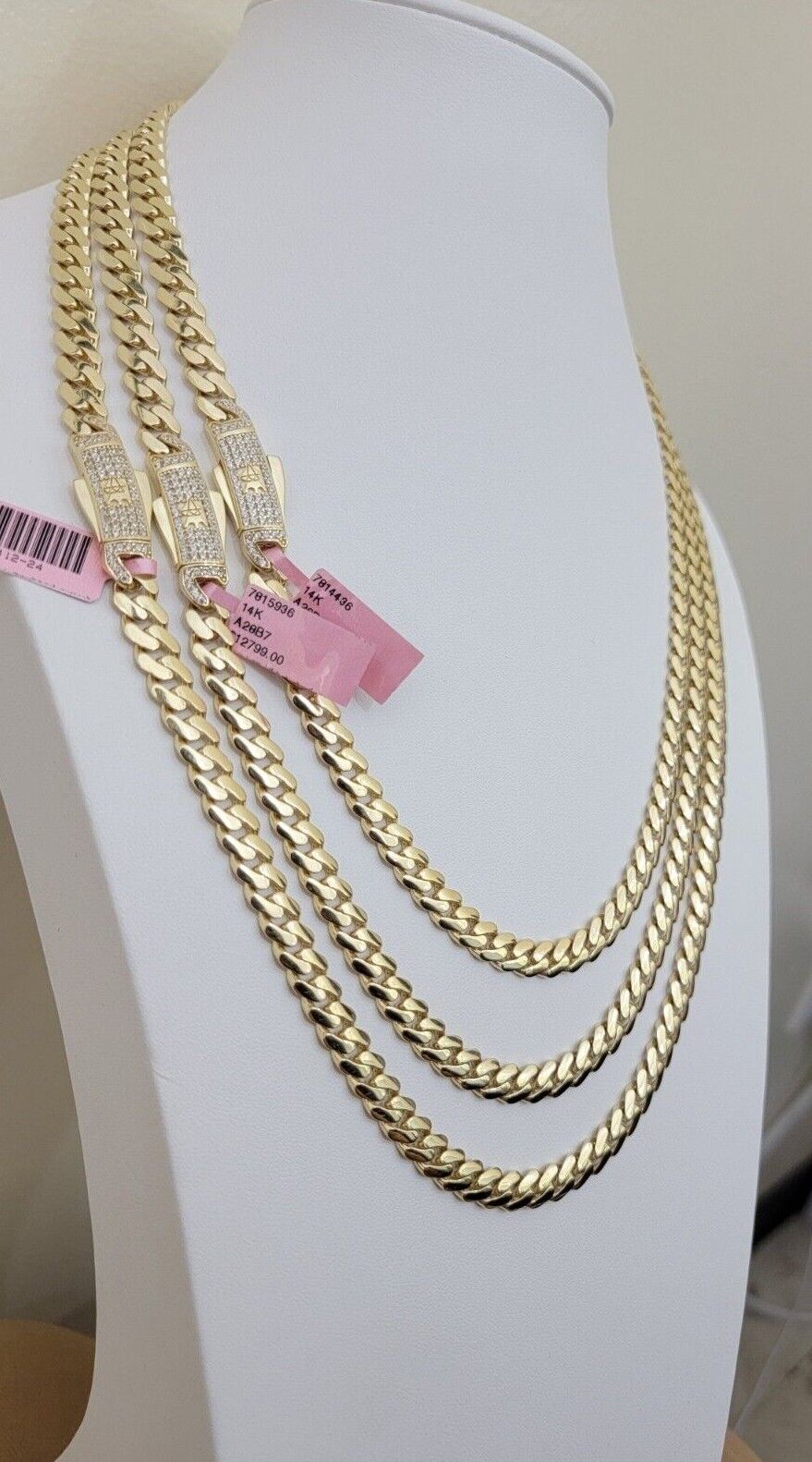 Real 14k Yellow Gold Monaco Chain Necklace 20" 22'' 24'' 26" Inch 7mm 14kt SALE - GoldenlinQ