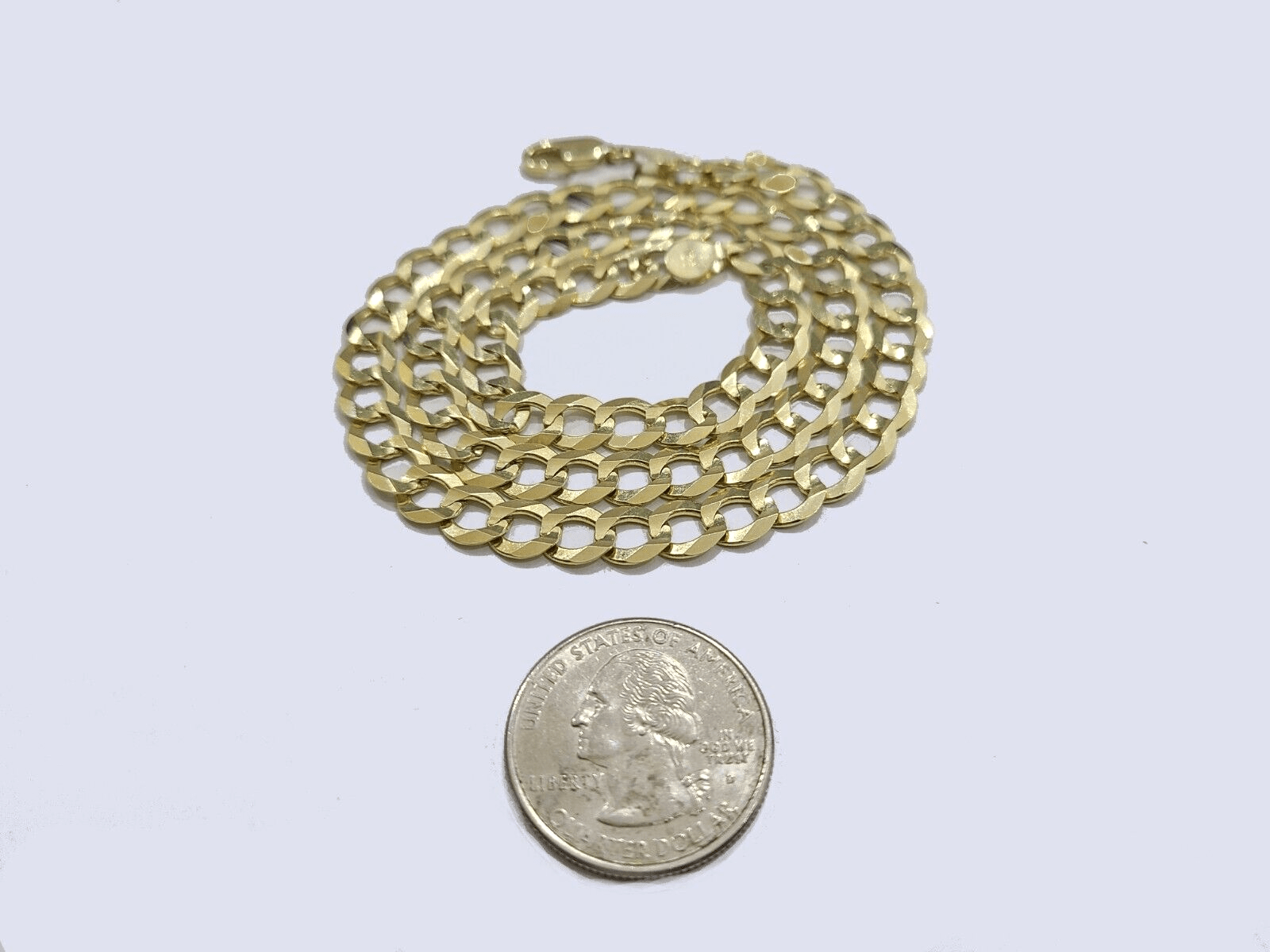 Real 14k Yellow Gold Necklace Cuban Curb Link Chain 20'' inches 7mm Unisex - GoldenlinQ