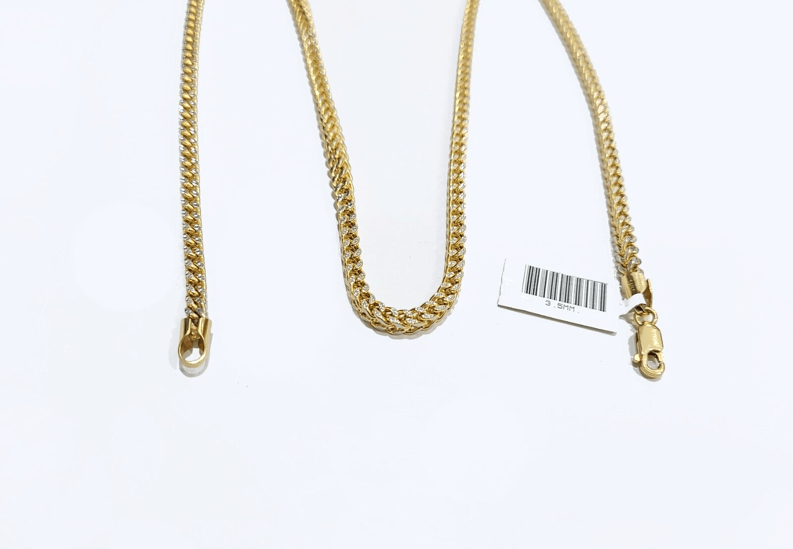 Real 14k Yellow Gold Necklace Franco Diamond Cut Chain 3mm 22" inch 14kt Unisex - GoldenlinQ