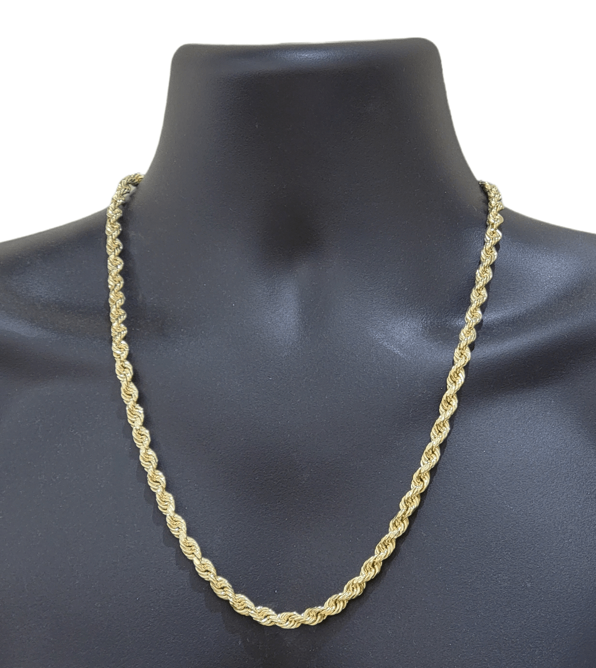 Real 14k Yellow Gold Necklace Rope Chain 5mm 20" inch 14kt Men's Chain For Charm - GoldenlinQ