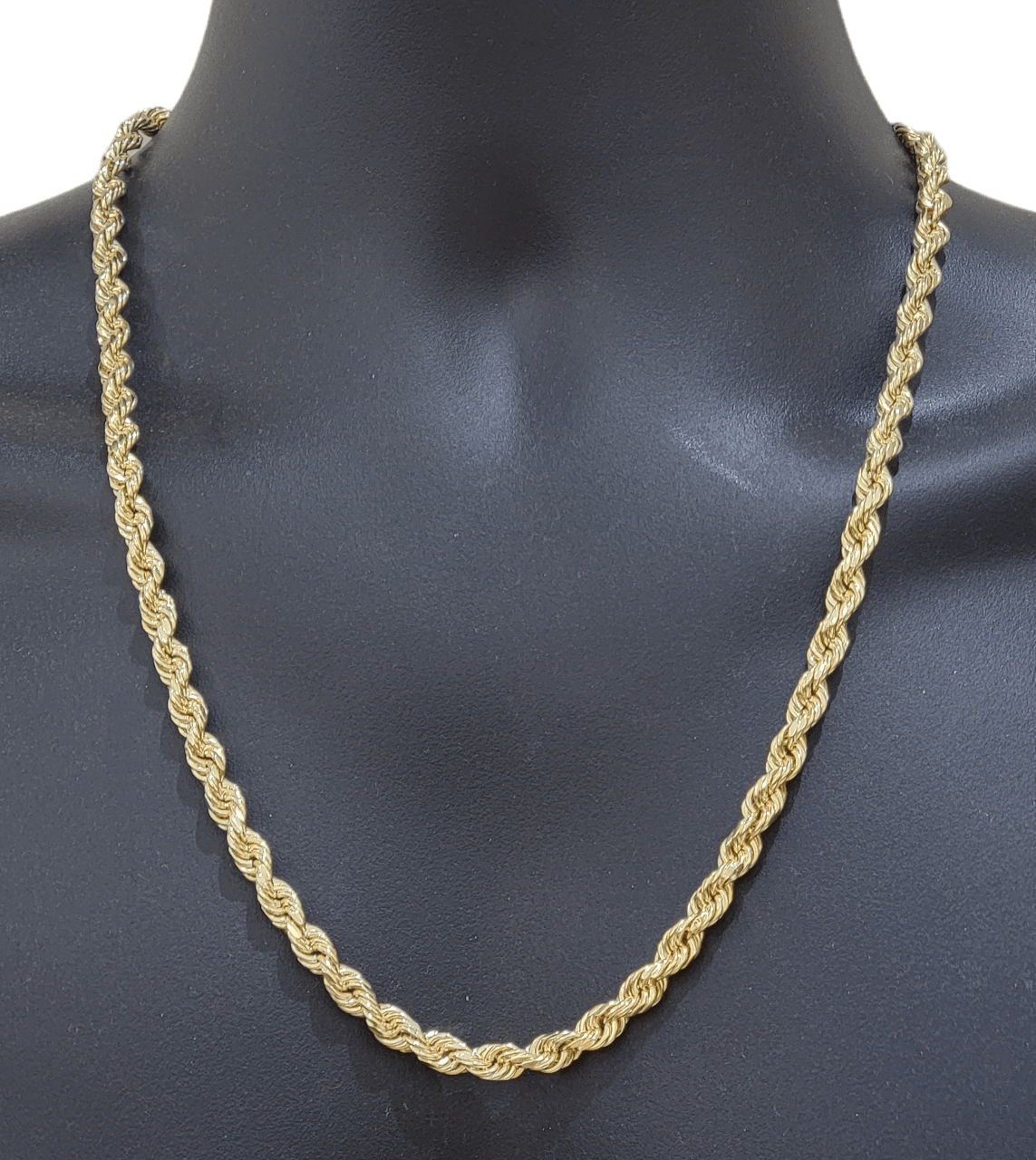 Real 14k Yellow Gold Necklace Rope Chain 5mm 20" inch 14kt Men's Chain For Charm - GoldenlinQ