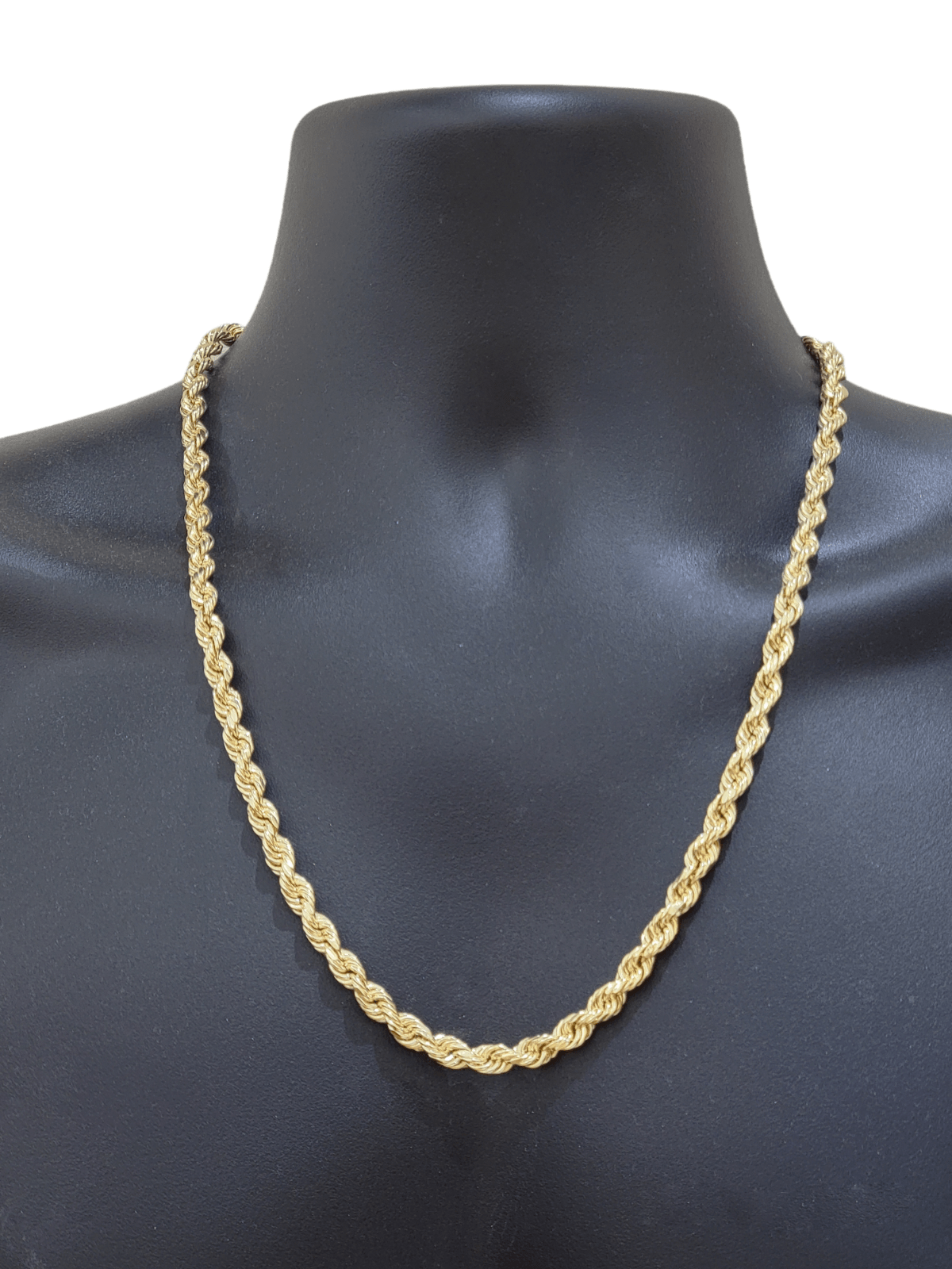 Real 14k Yellow Gold Necklace Rope Chain 5mm 22" inch 14kt Men's Chain For Charm - GoldenlinQ