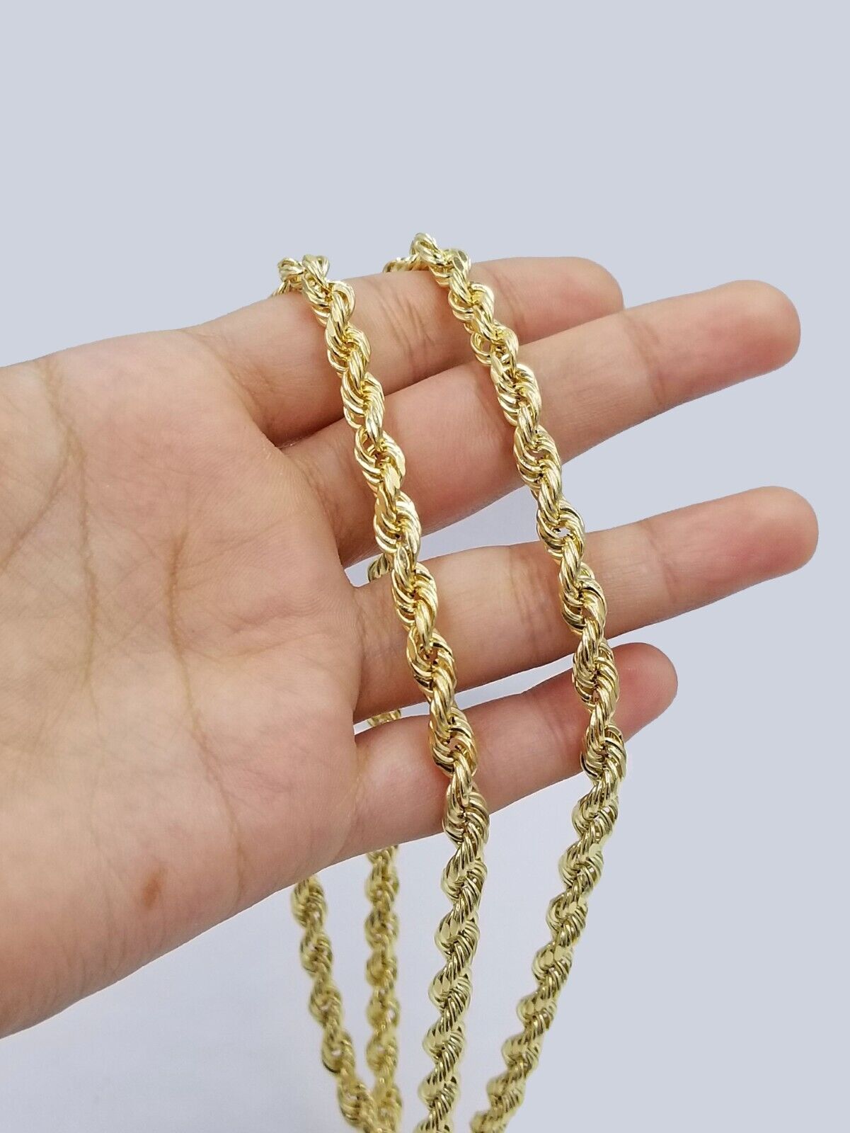 Real 14k Yellow Gold Necklace Rope Chain 6mm 26" inch 14kt Men's Chain For Charm - GoldenlinQ