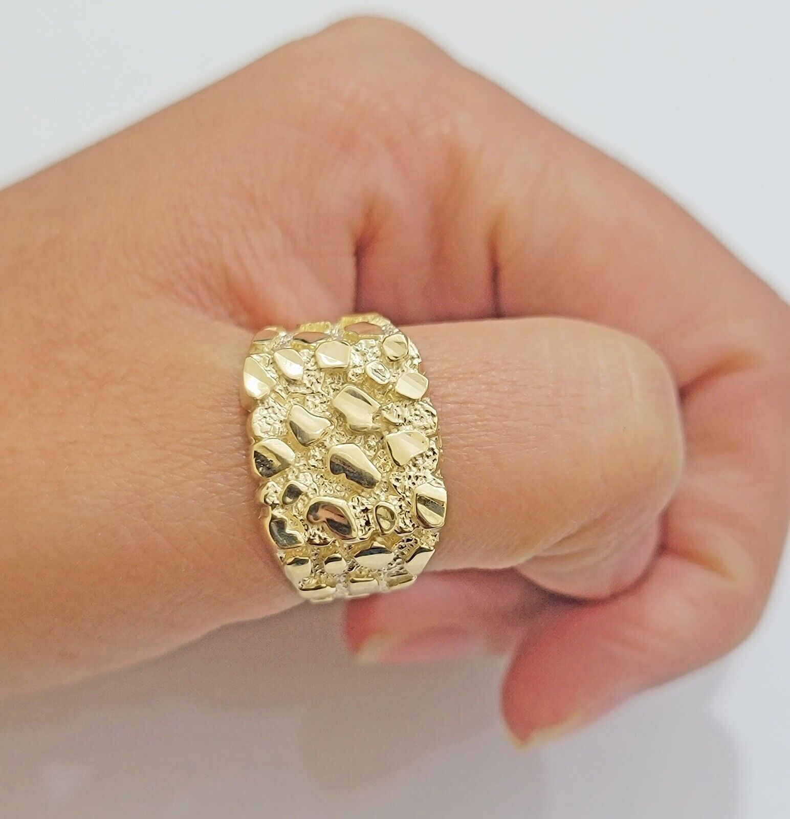 Real 14k Yellow Gold Nugget Ring Solid Mens SZ 9 Genuine 14kt casual/ Pinky SALE - GoldenlinQ