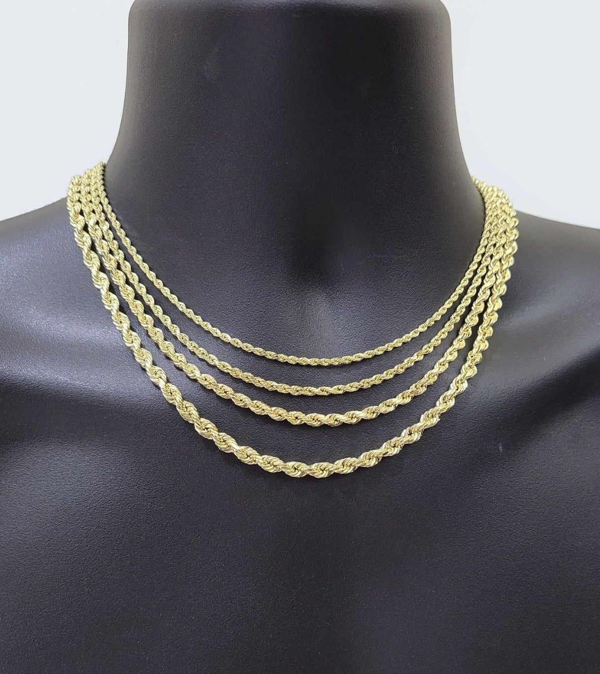 Real 14K Yellow Gold Rope Chain 2.5 - 5mm Necklace 18 - 26 Inches Lobster Lock SALE - GoldenlinQ