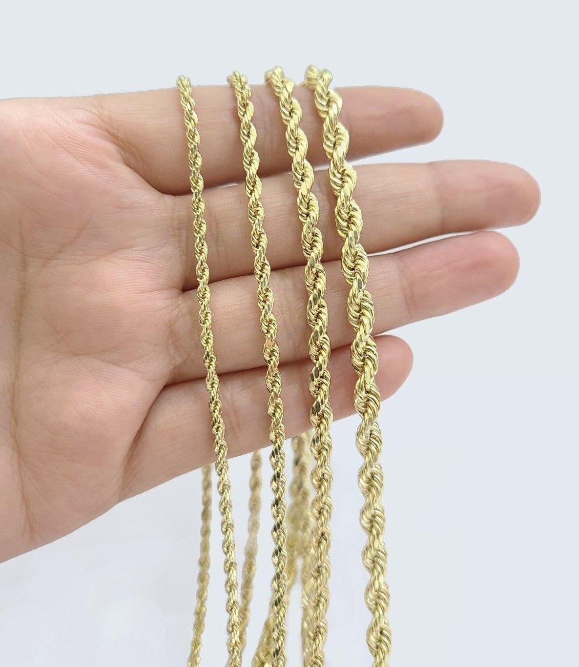 Real 14K Yellow Gold Rope Chain 2.5 - 5mm Necklace 18 - 26 Inches Lobster Lock SALE - GoldenlinQ