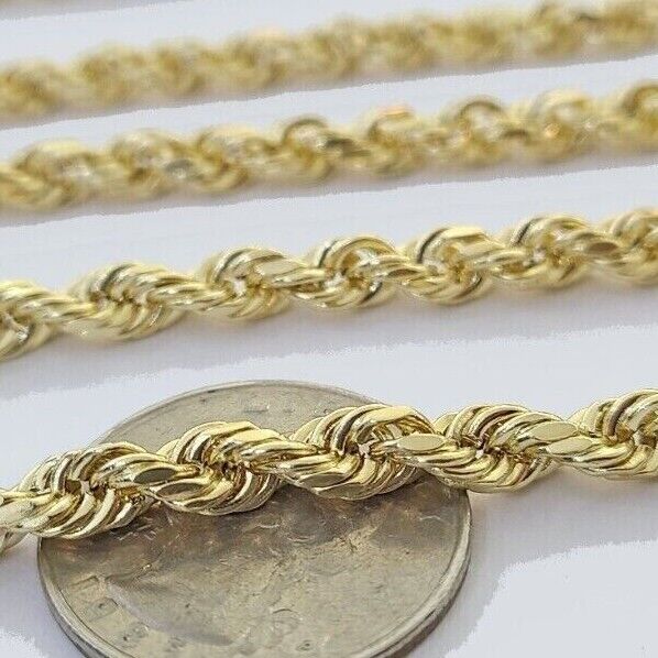 Real 14K Yellow Gold Rope Chain 2.5 - 5mm Necklace 18 - 26 Inches Lobster Lock SALE - GoldenlinQ