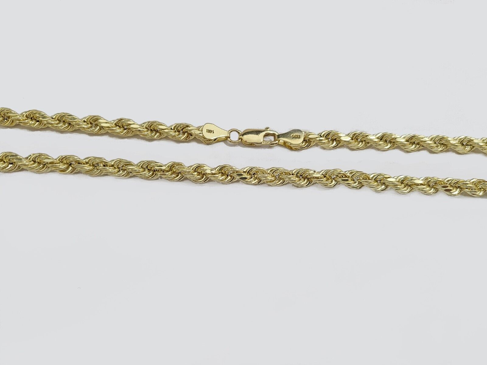 Real 14k Yellow Gold Rope Chain 5mm 18'' Necklace Jesus Cross Charm Pendant 14kt - GoldenlinQ