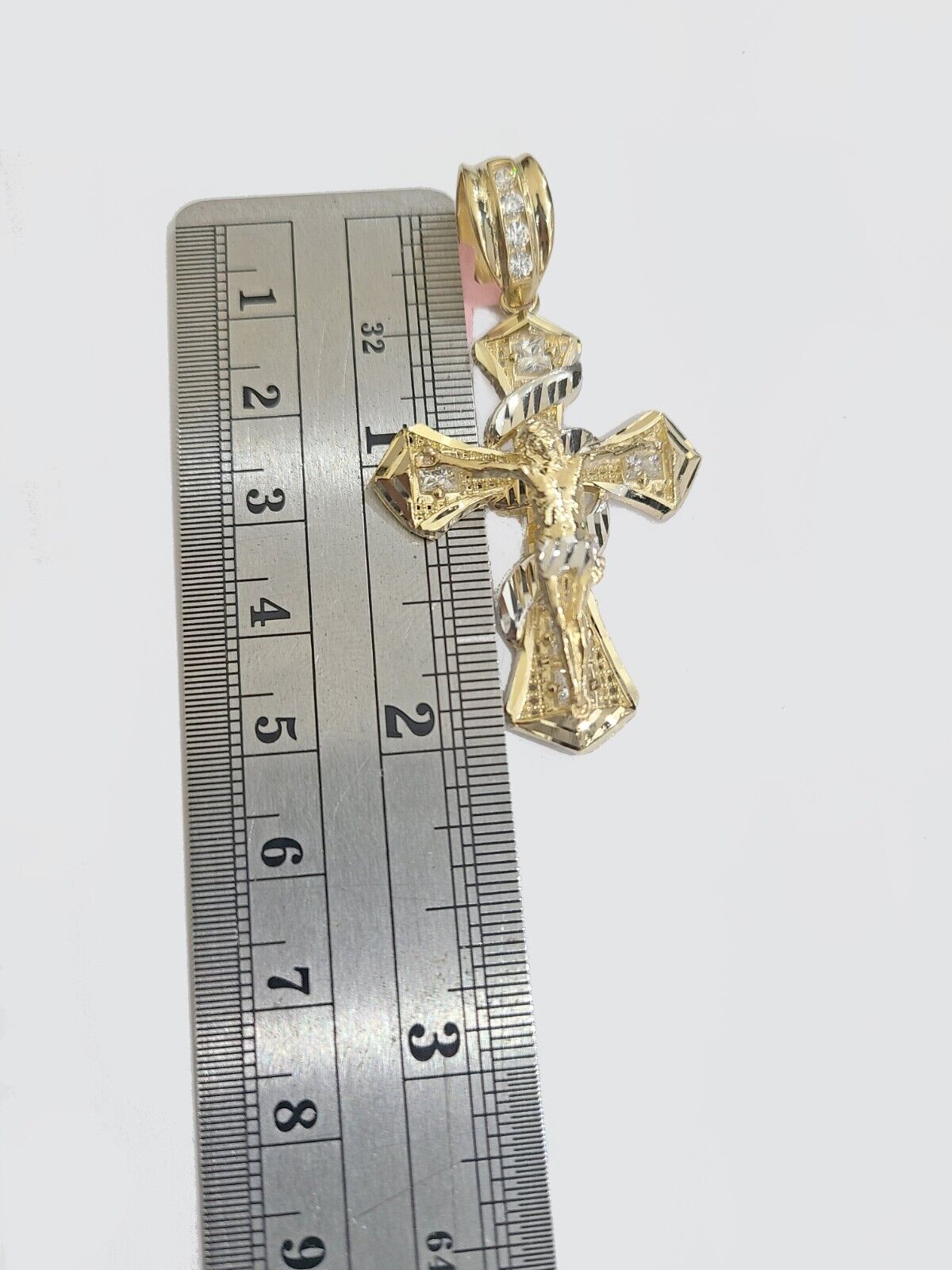 Real 14k Yellow Gold Rope Chain 5mm 20'' Necklace Jesus Cross Charm Pendant 14kt - GoldenlinQ