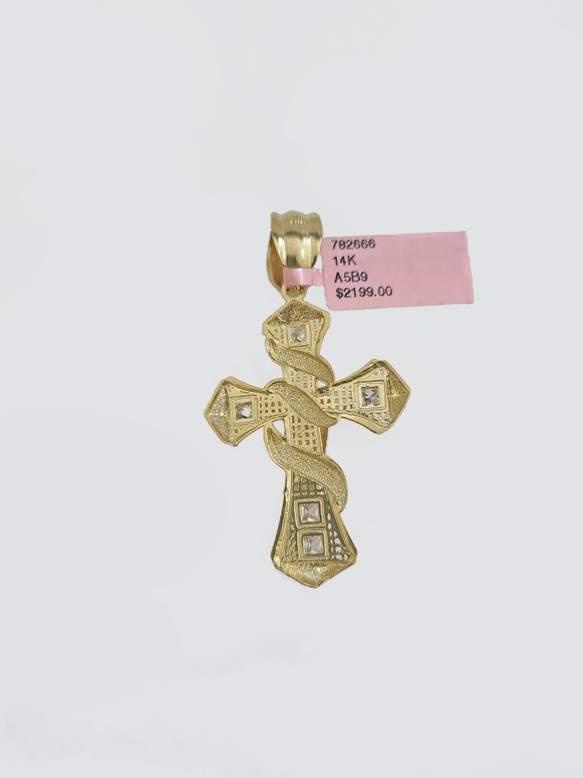 Real 14k Yellow Gold Rope Chain 5mm 20'' Necklace Jesus Cross Charm Pendant 14kt - GoldenlinQ