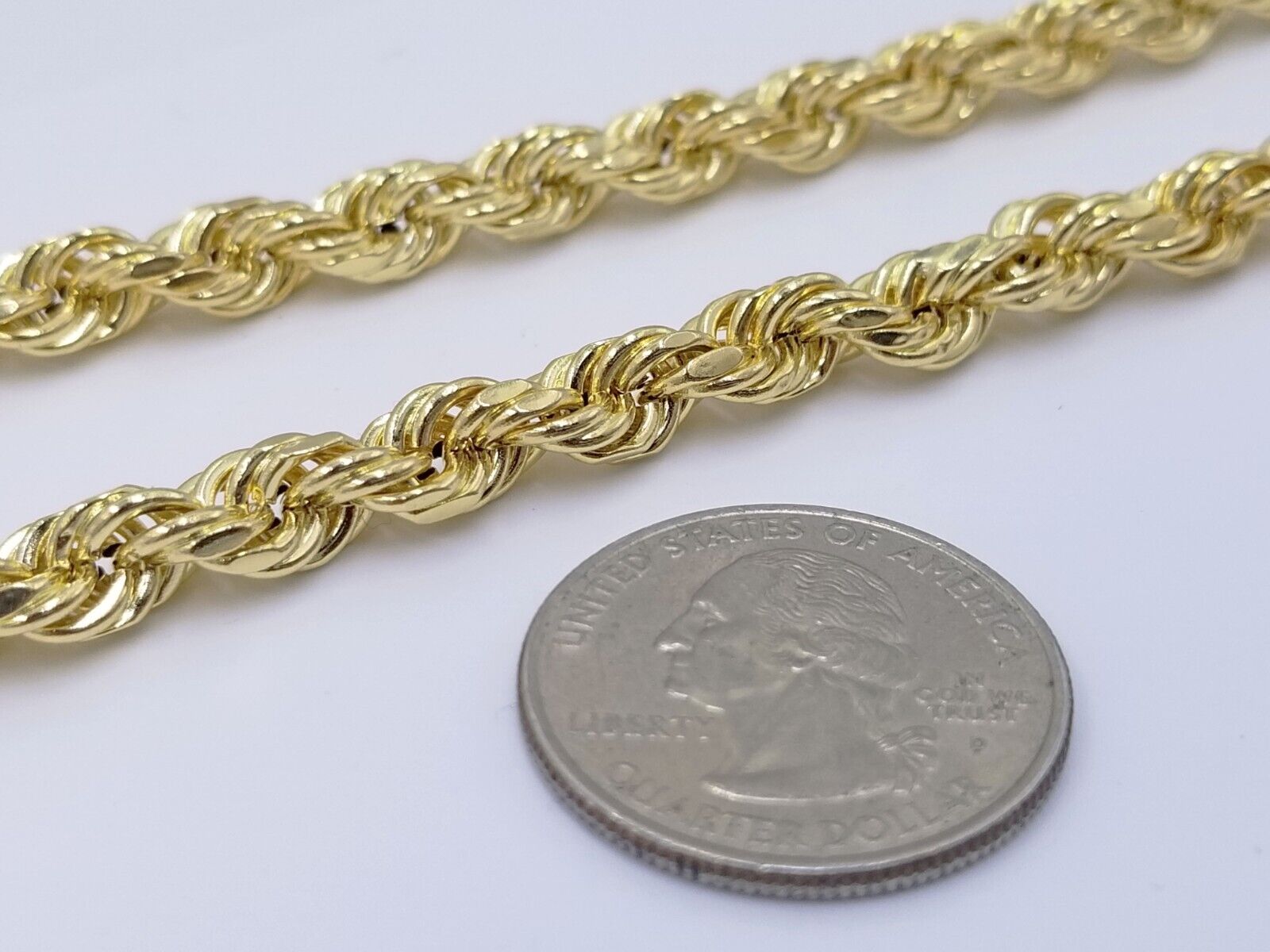 Real 14k Yellow Gold Rope Chain 6.5mm 24" inch Long 14kt Men's Necklace - GoldenlinQ