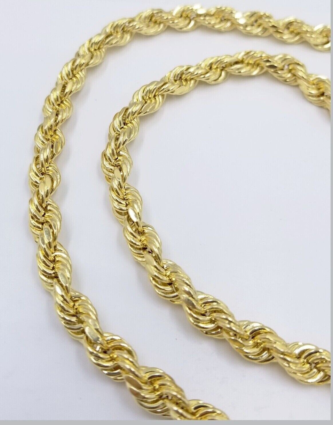 Real 14k Yellow Gold Rope Chain 6.5mm 24" inch Long 14kt Men's Necklace - GoldenlinQ