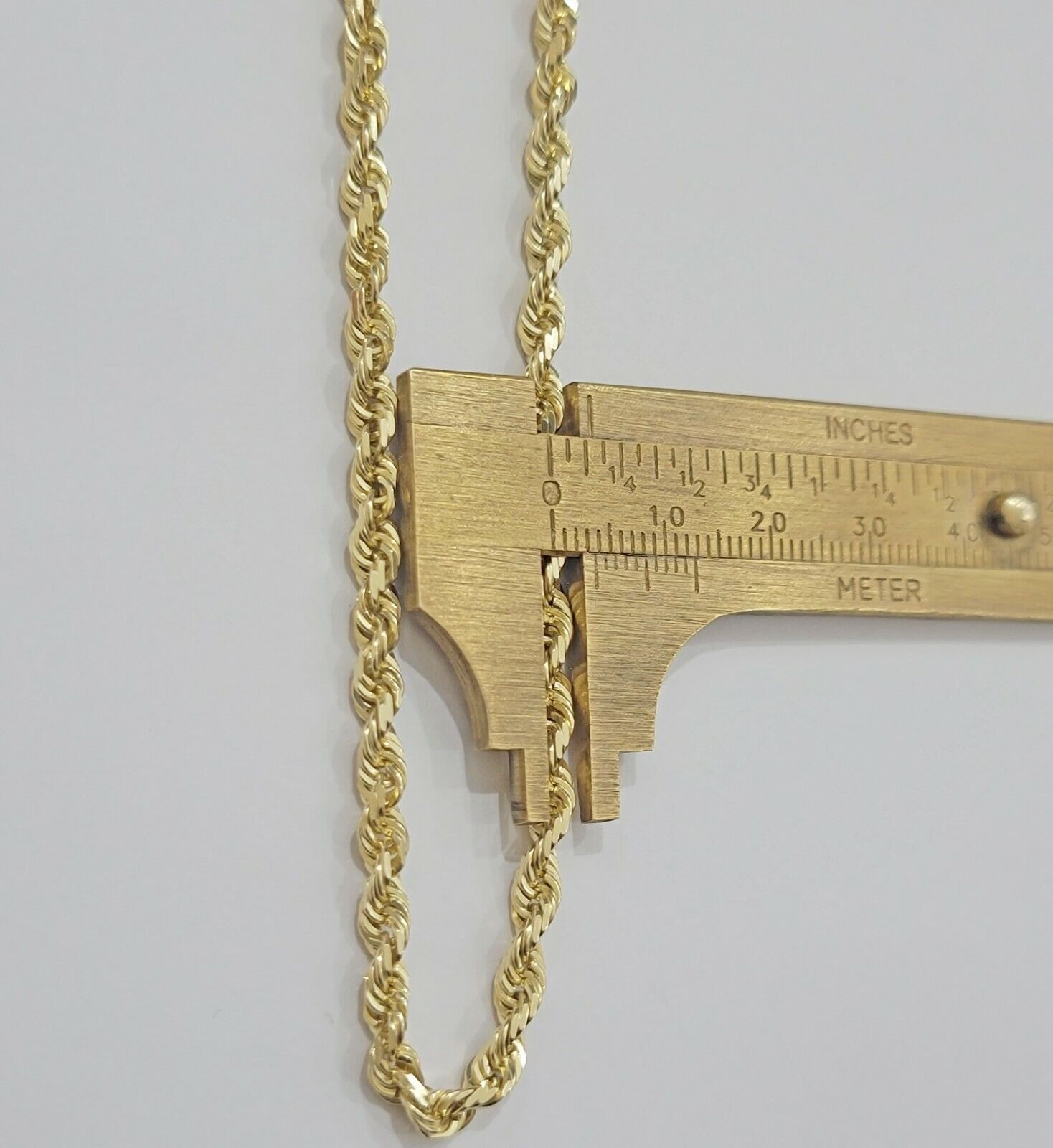 Real 14k Yellow Gold Rope Chain Necklace 24 Inch 4.5mm Diamond Cuts SOLID 14 KT - GoldenlinQ