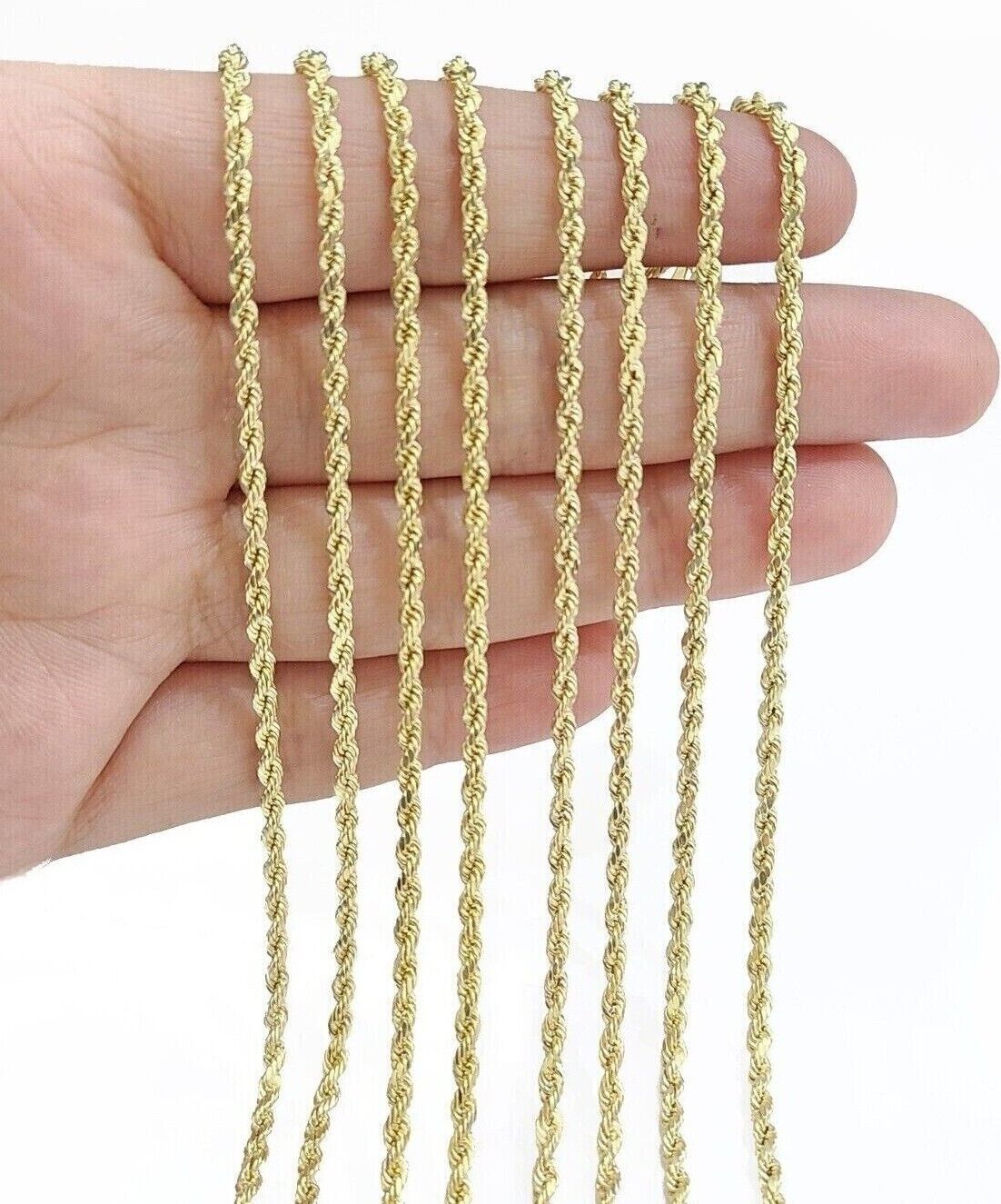 Real 14k Yellow Gold Rope Chain Necklace 2.5mm 18 - 30 Inch Diamond Cut 14kt SALE - GoldenlinQ