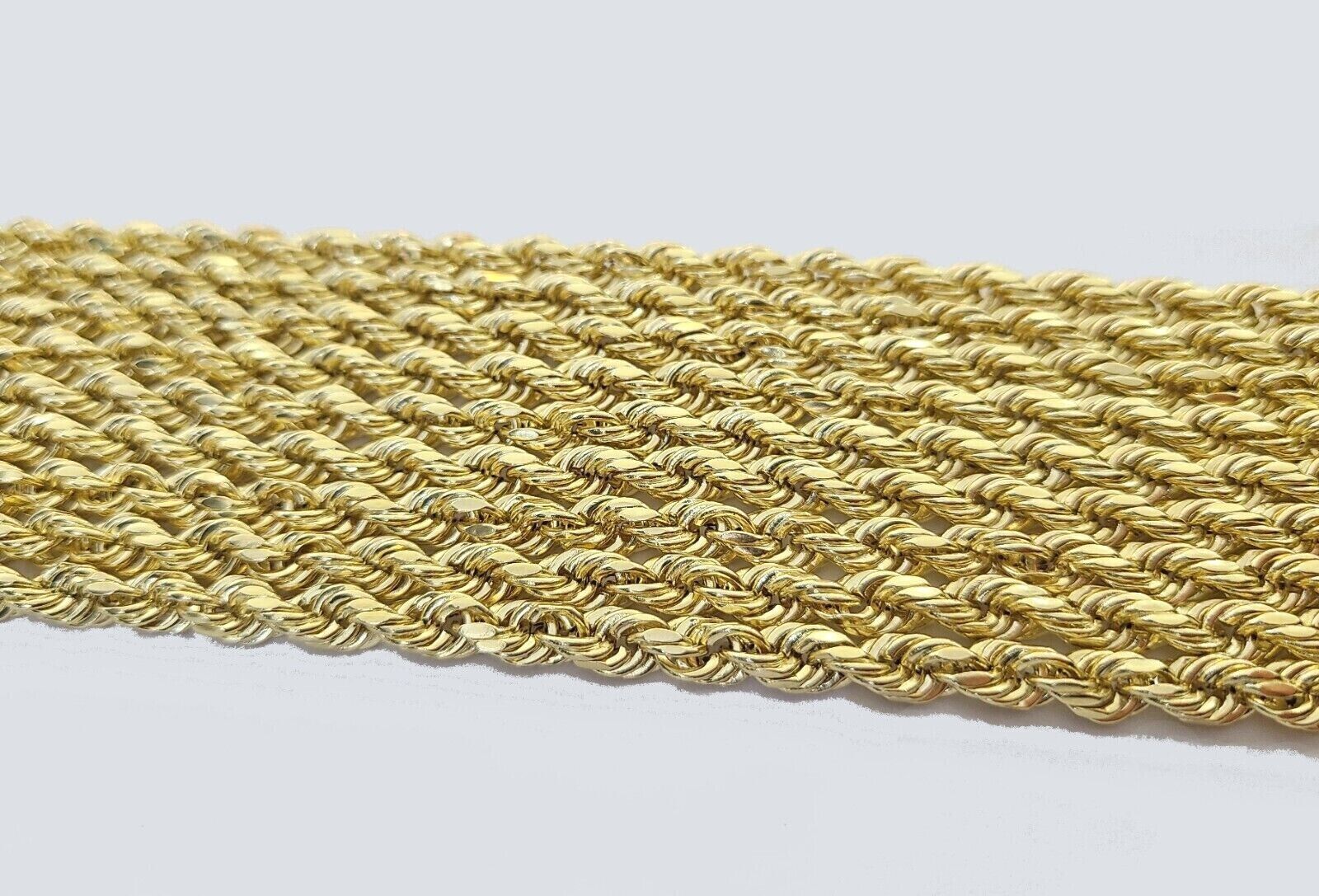 Real 14k Yellow Gold Rope Chain Necklace 3mm 18 - 26 Inch Diamond Cut 14kt SALE - GoldenlinQ
