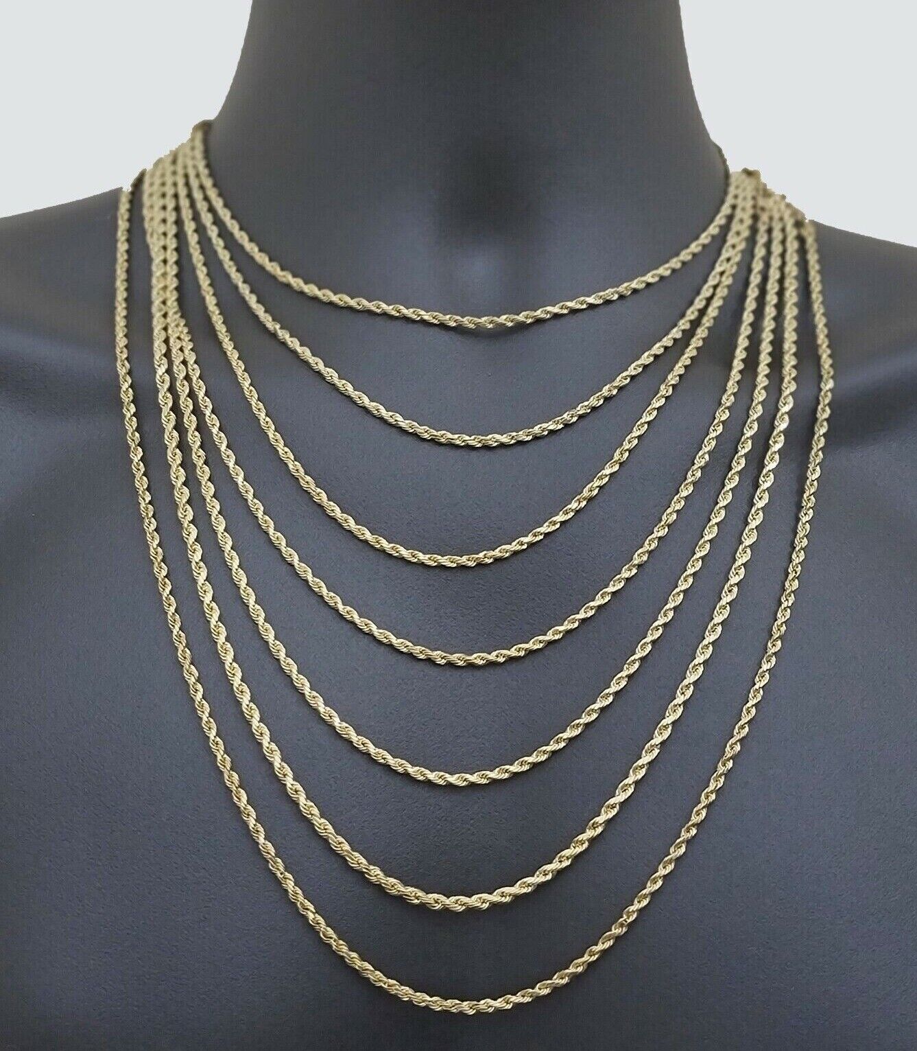 Real 14k Yellow Gold Rope Chain Necklace 3mm 18 - 26 Inch Diamond Cut 14kt SALE - GoldenlinQ