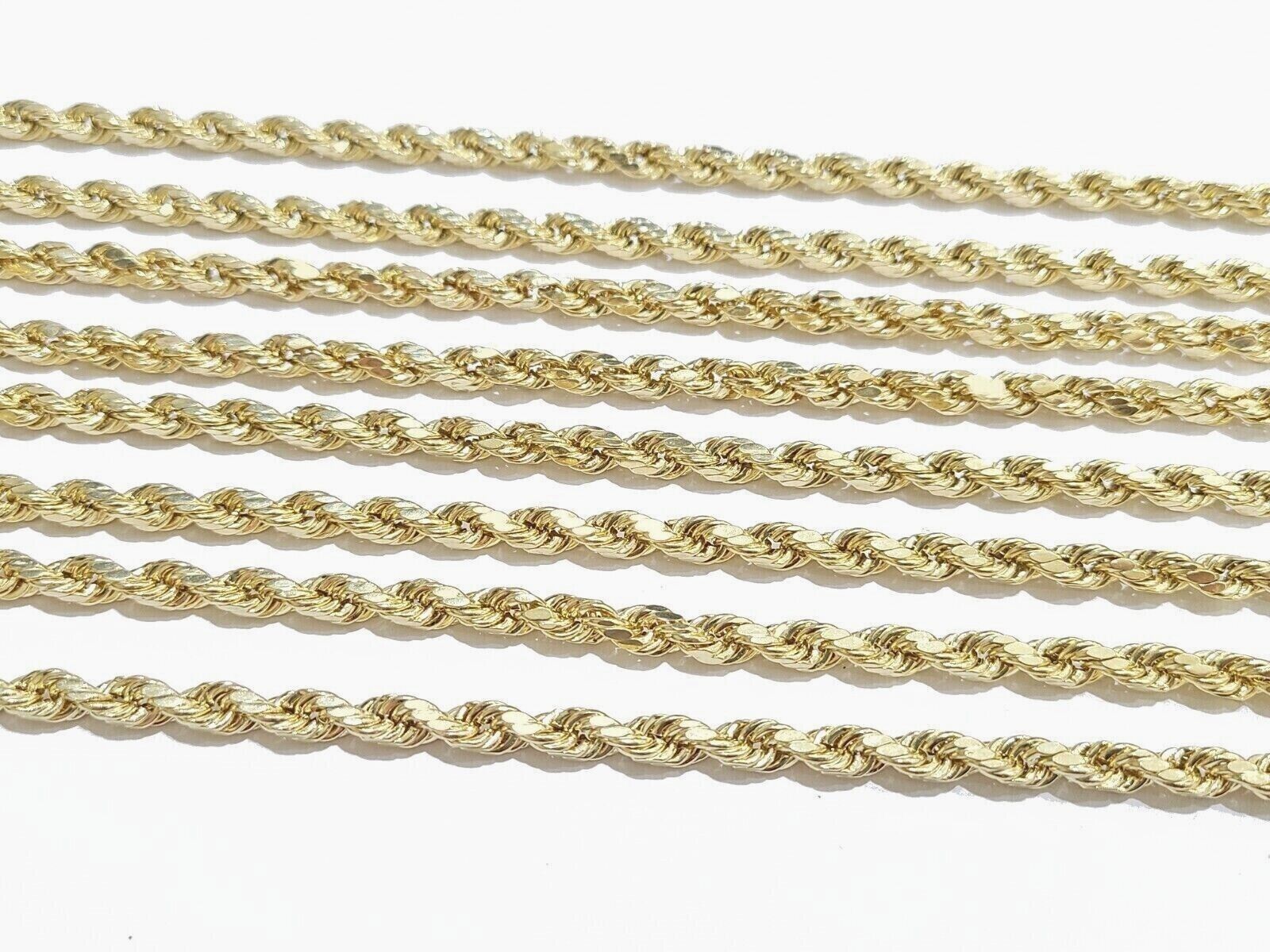 Real 14k Yellow Gold Rope Chain Necklace 5mm 18 - 26 Inch Diamond Cut 14kt SALE - GoldenlinQ