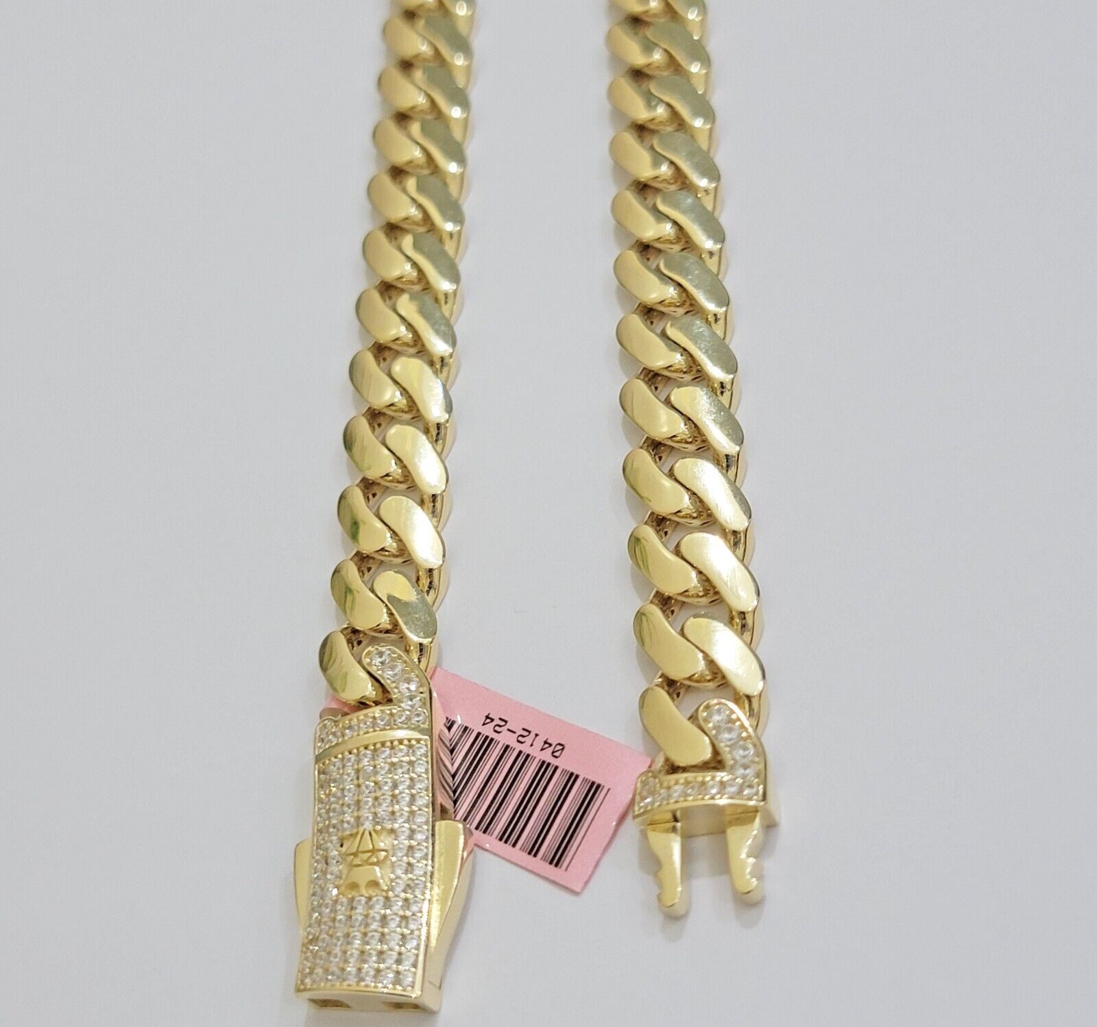 Real 14K Yellow Gold Royal Monaco Chain 10mm chain 24Inch Necklace Mens Puro ORO - GoldenlinQ
