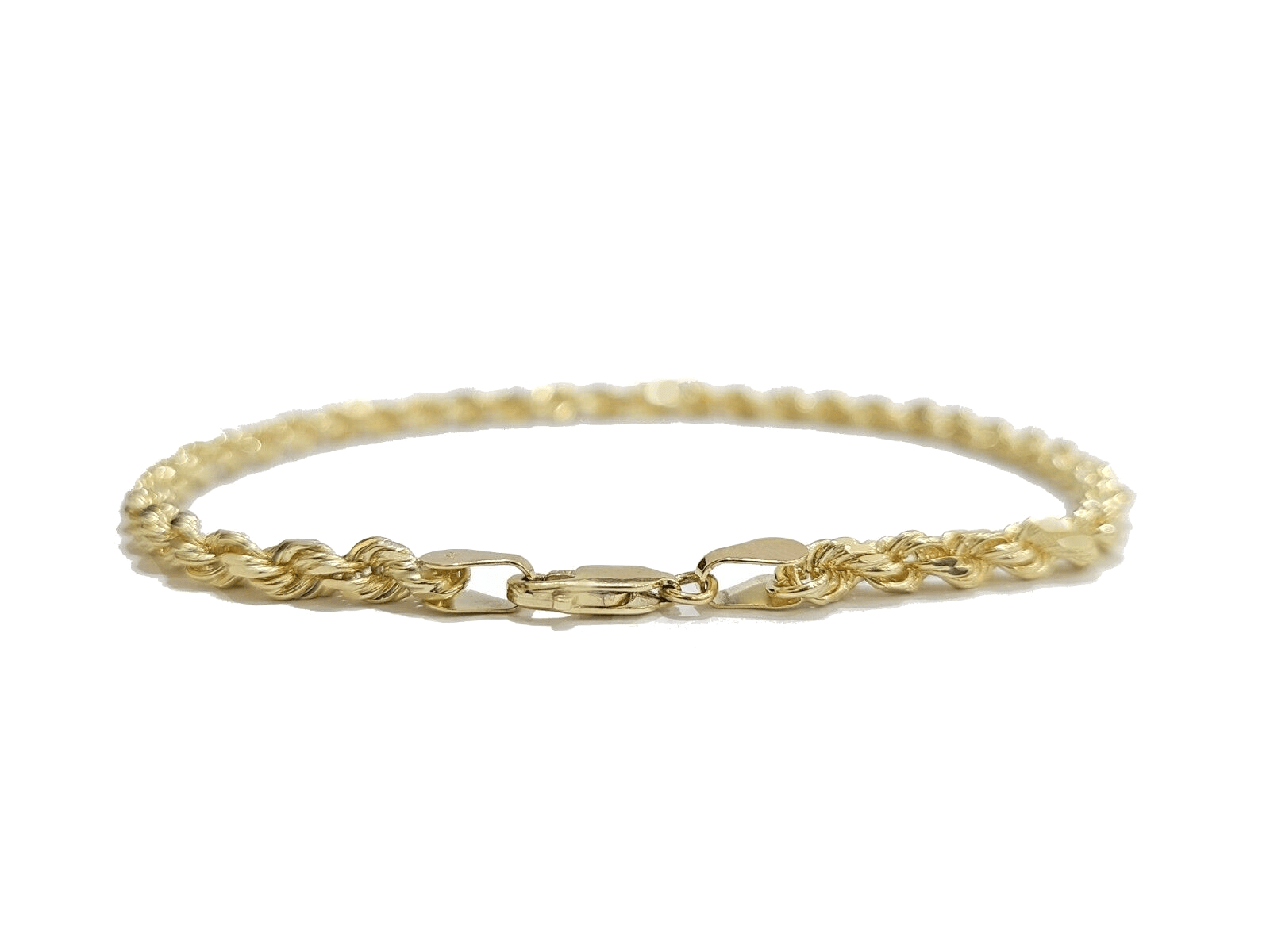 Real 14k Yellow Solid Gold 3mm Rope Bracelet 8.5'' inch 14kt Unisex - GoldenlinQ